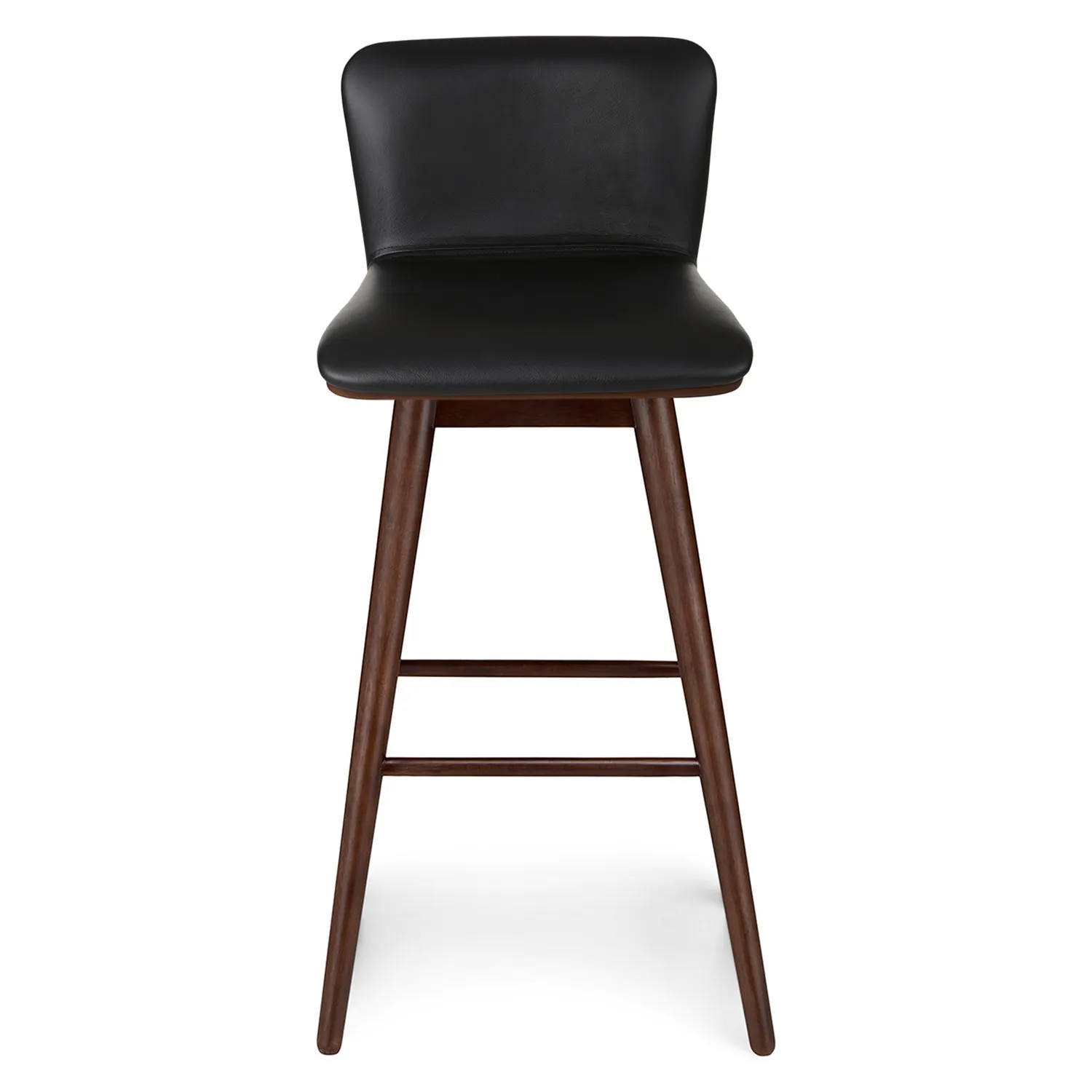 Sede Leather Swivel Bar Stool - Walnut and Black - Image 4