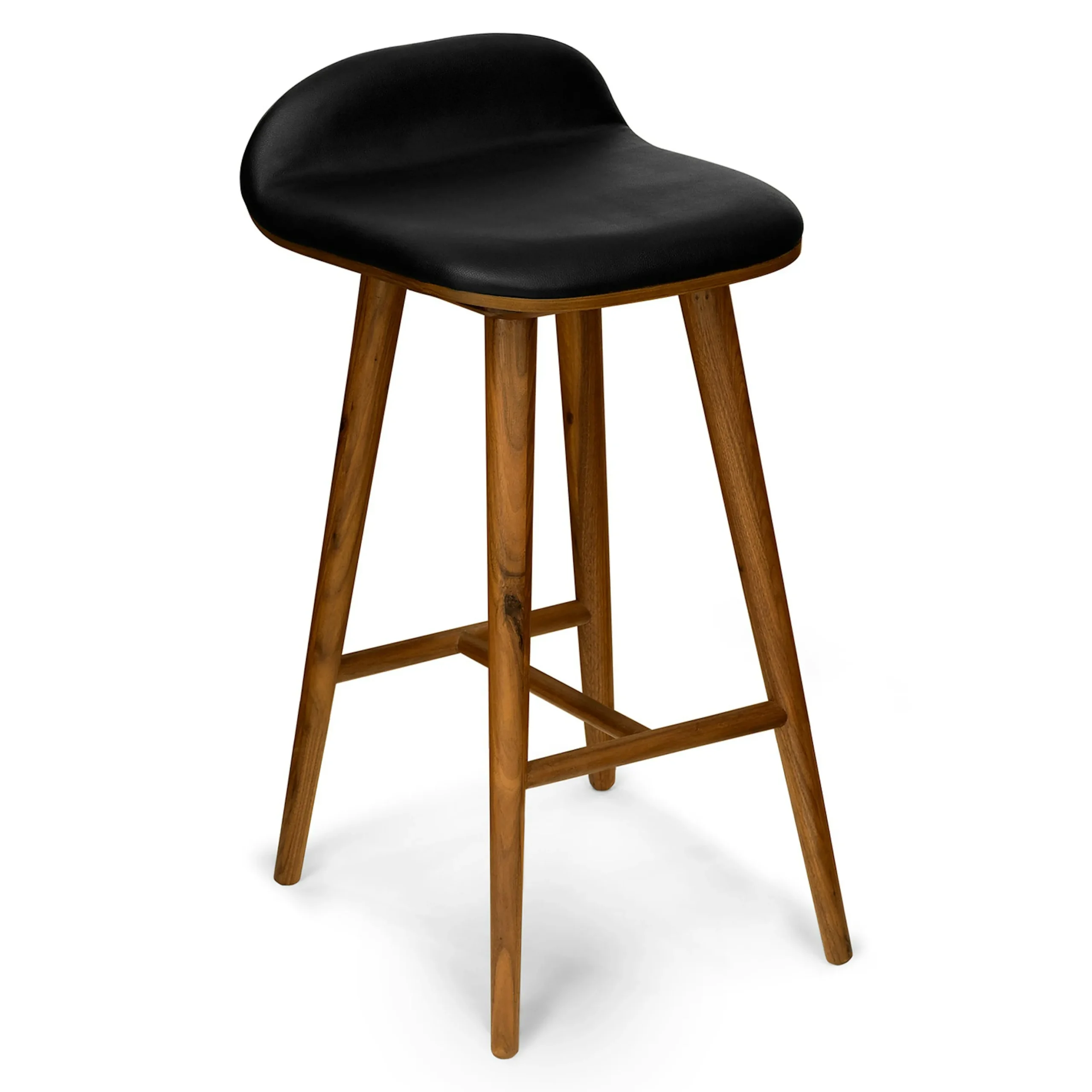 Sede Leather Counter Stool - Walnut and Black - Image 4