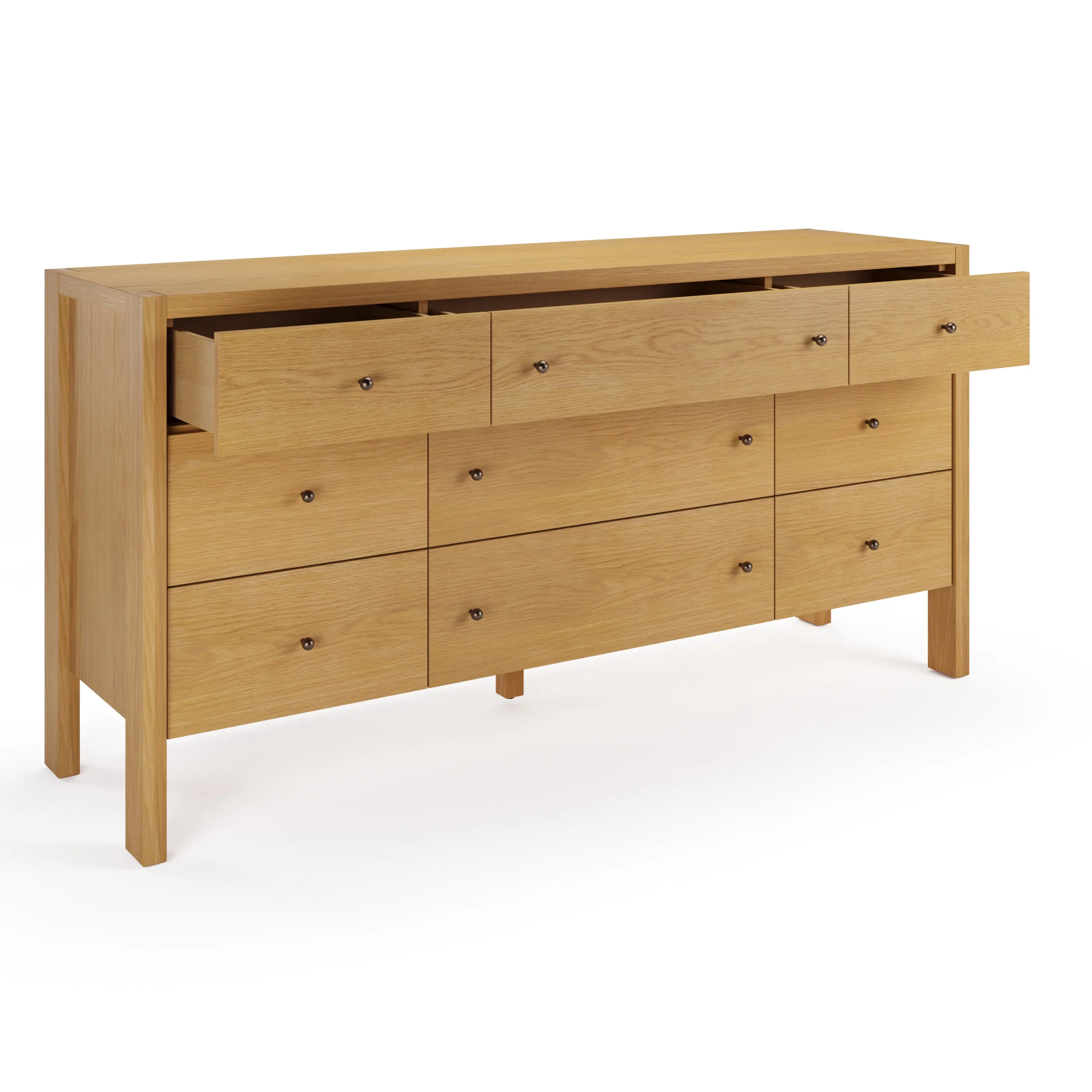 Cassie 9-Drawer Triple Dresser - Natural Oak - Image 4