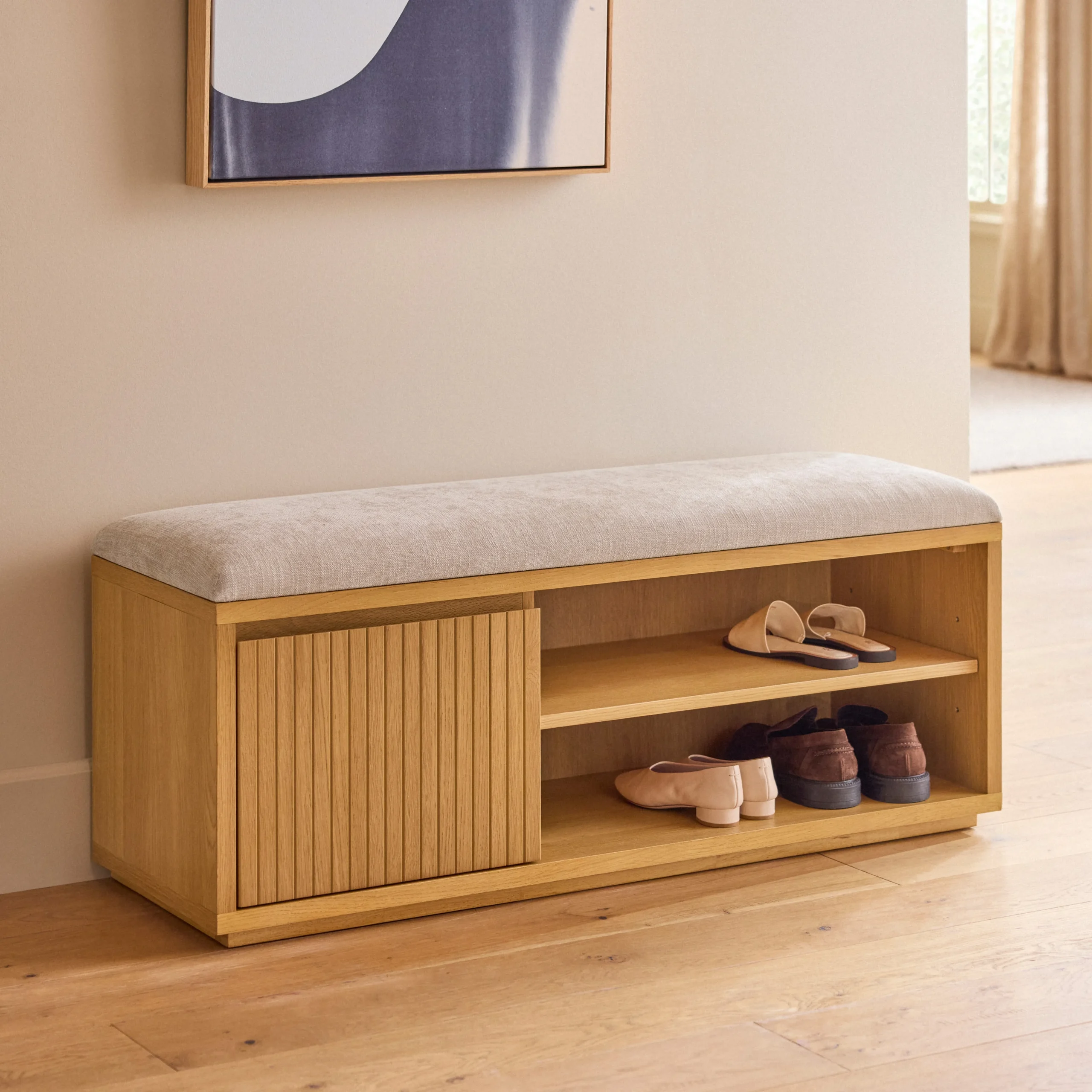 Kouva 47_ Bench - Natural Oak and Santolina Gray