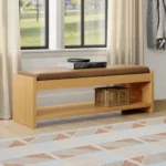 Cassie 56_ Leather Bench - Natural Oak and Charme Tan