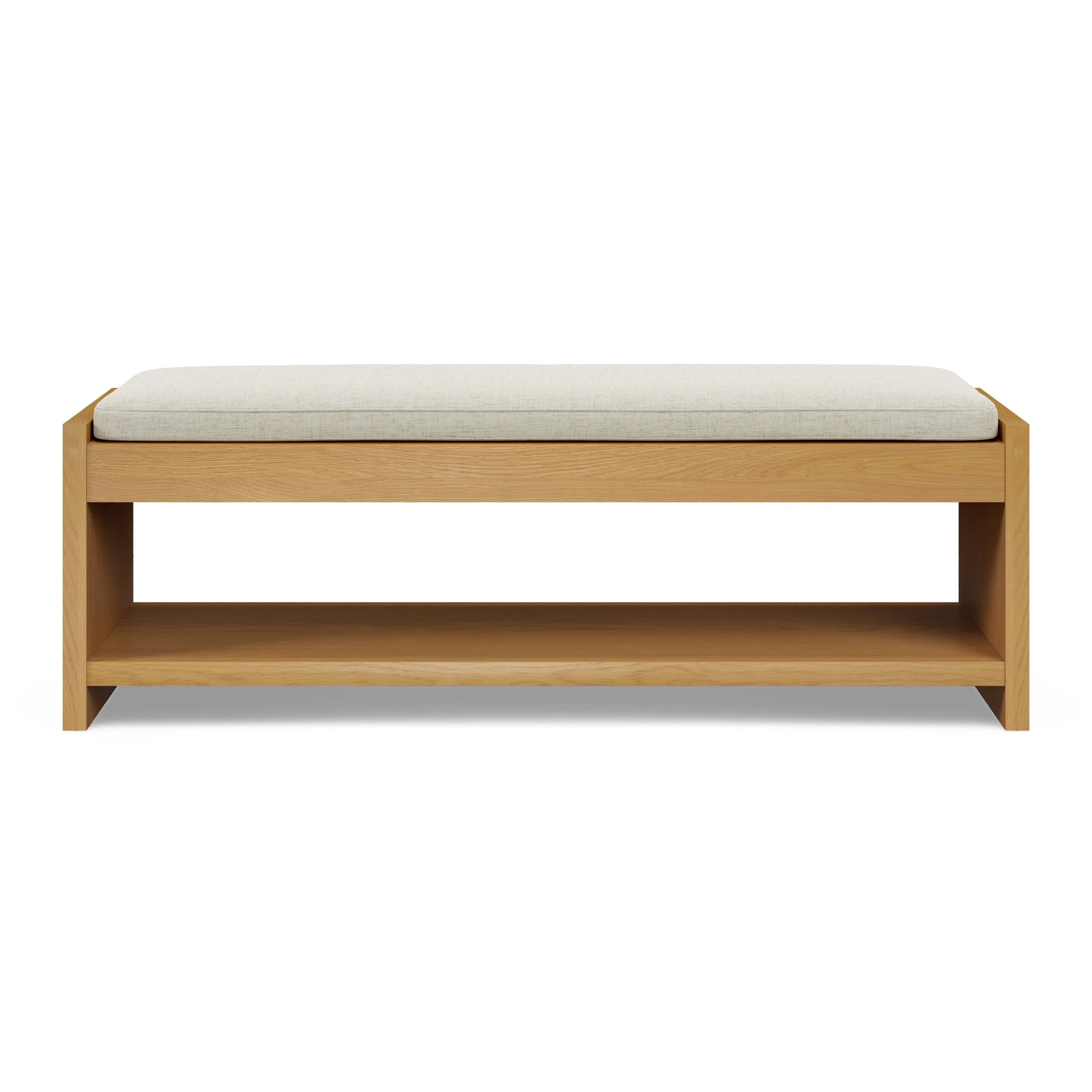 Cassie 56_ Bench - Natural Oak and Ivory Chenille - Image 4