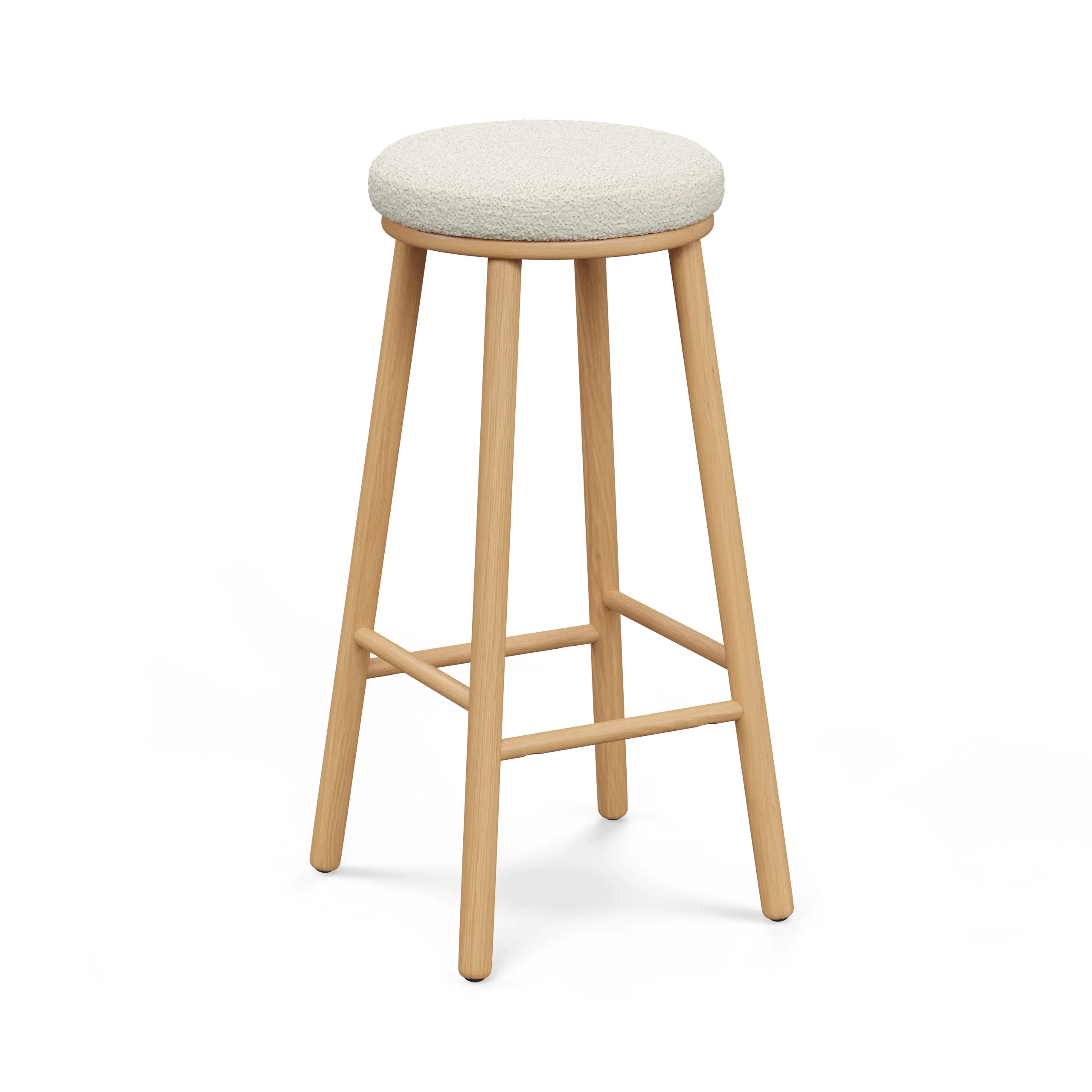 Nurmi Counter Stool - White Oak and Ivory Wool Bouclé - Image 4