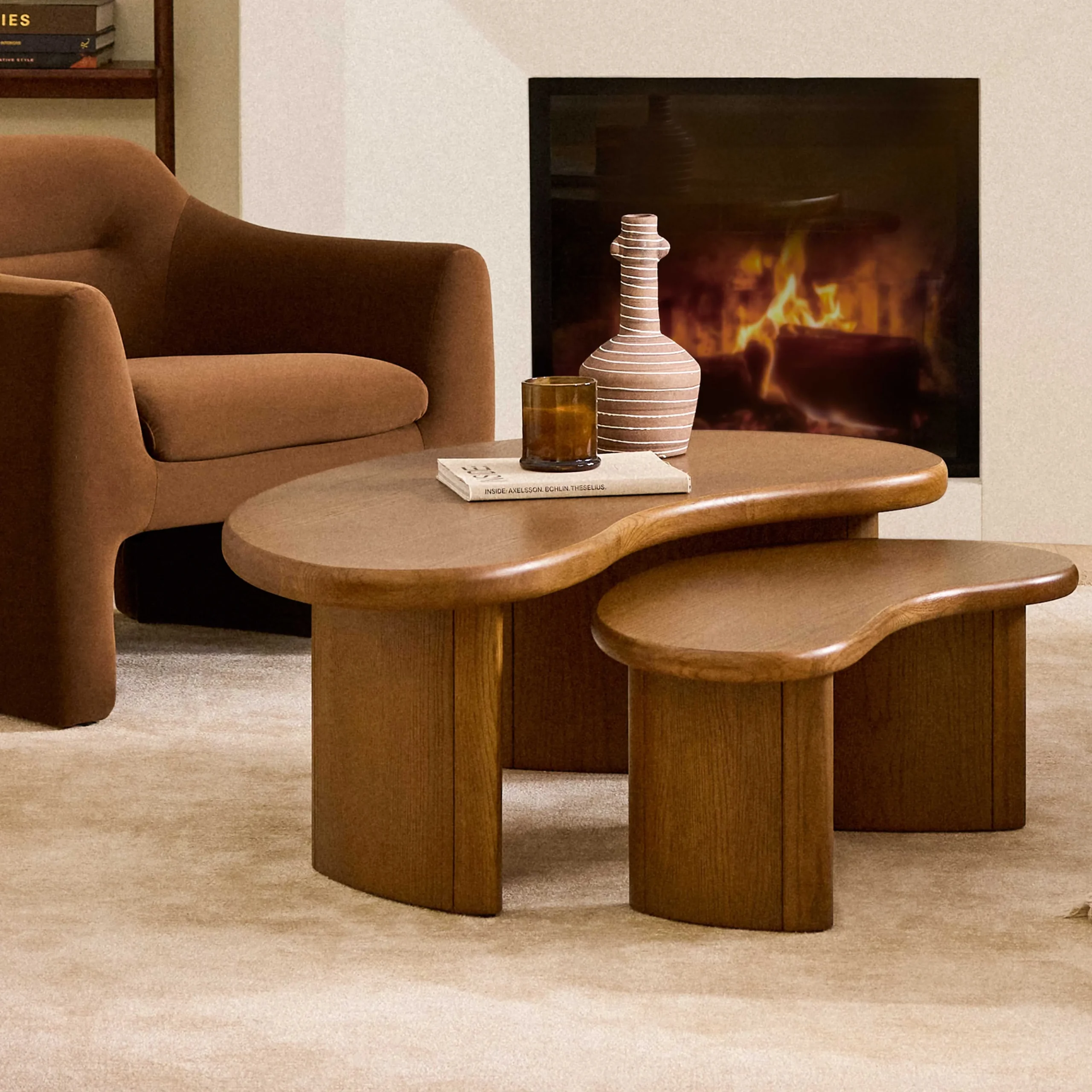 Neah 49_ Nesting Coffee Table Set - Smoked Oak - Image 2