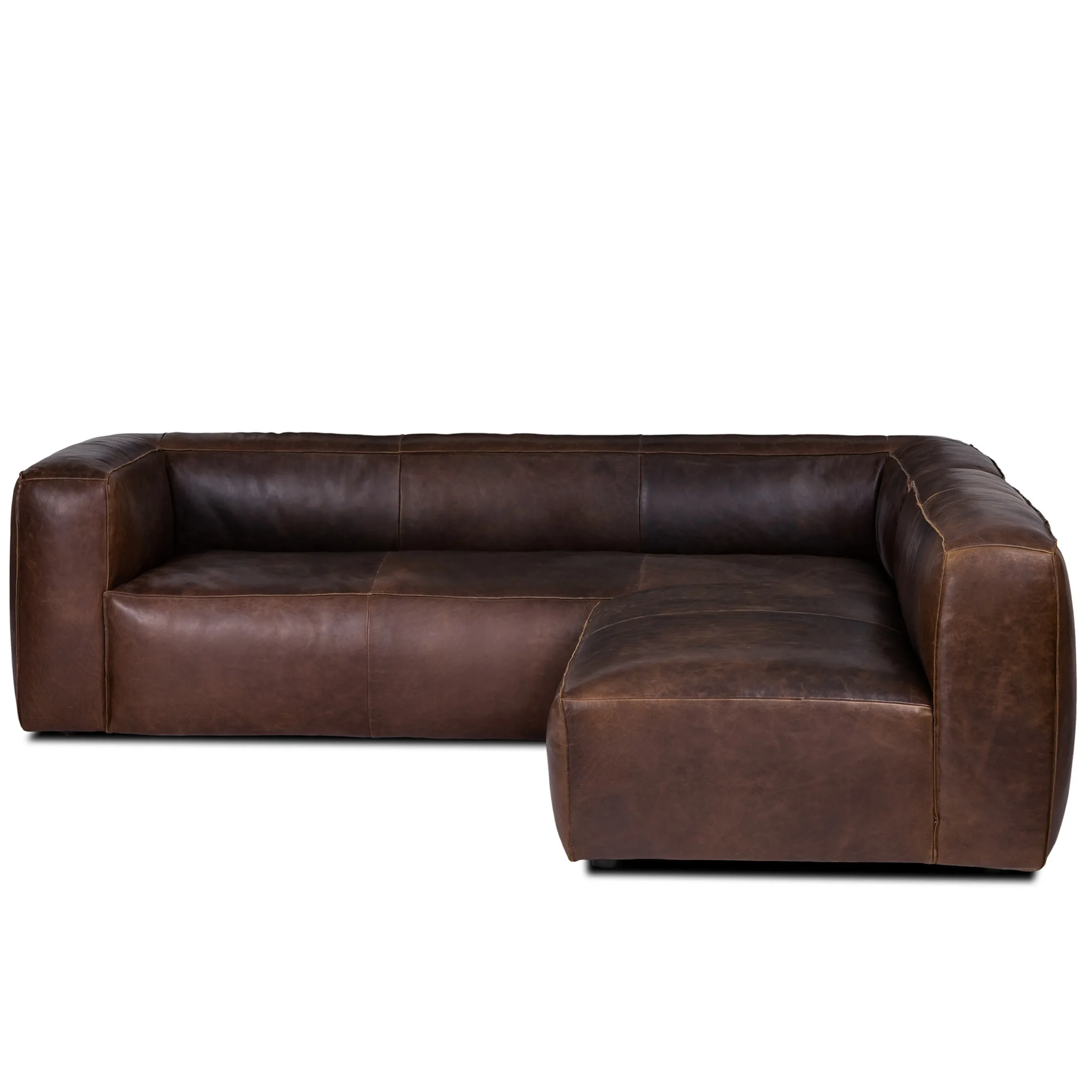 Cigar 94.5_ Leather Reversible Sectional - Indiana Brown - Image 4