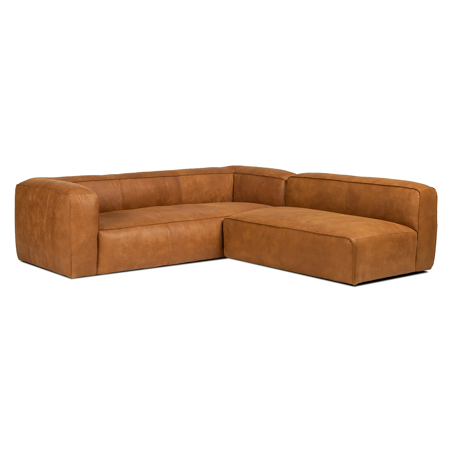 Cigar 94.5_ Leather Reversible Sectional - Rawhide Tan - Image 4