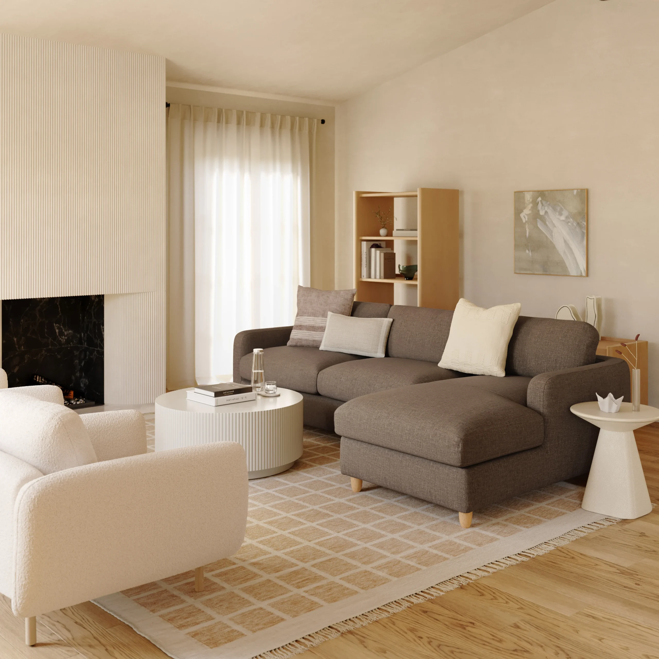 Vati 114_ Right Storage Sleeper Sectional - Natural Oak and Buckler Brown - Image 4