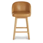 Alta Leather Swivel Counter Stool - Light Oak and Taos Tan