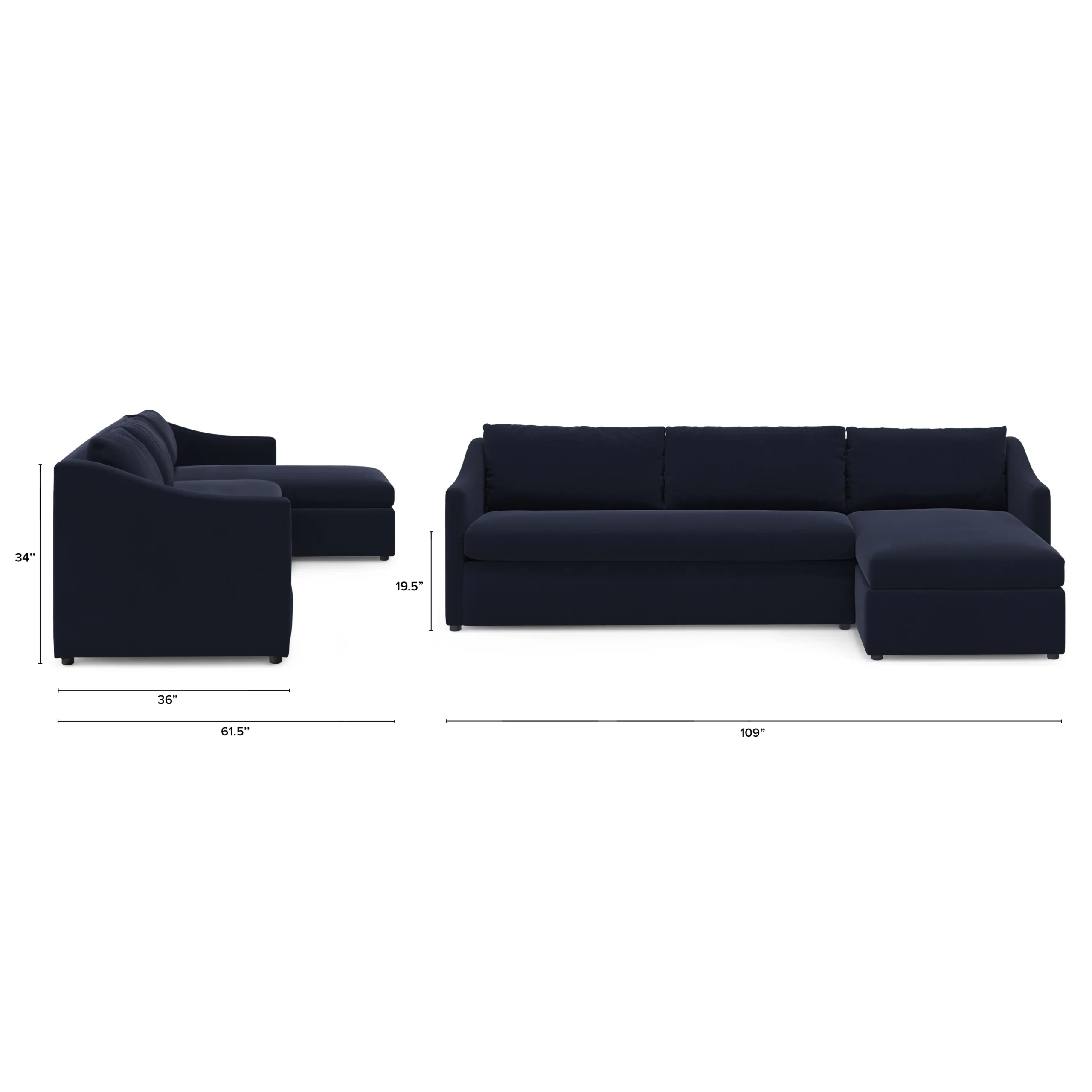 Landry 109_ Velvet Right Storage Sleeper Sectional - Hale Ink - Image 2