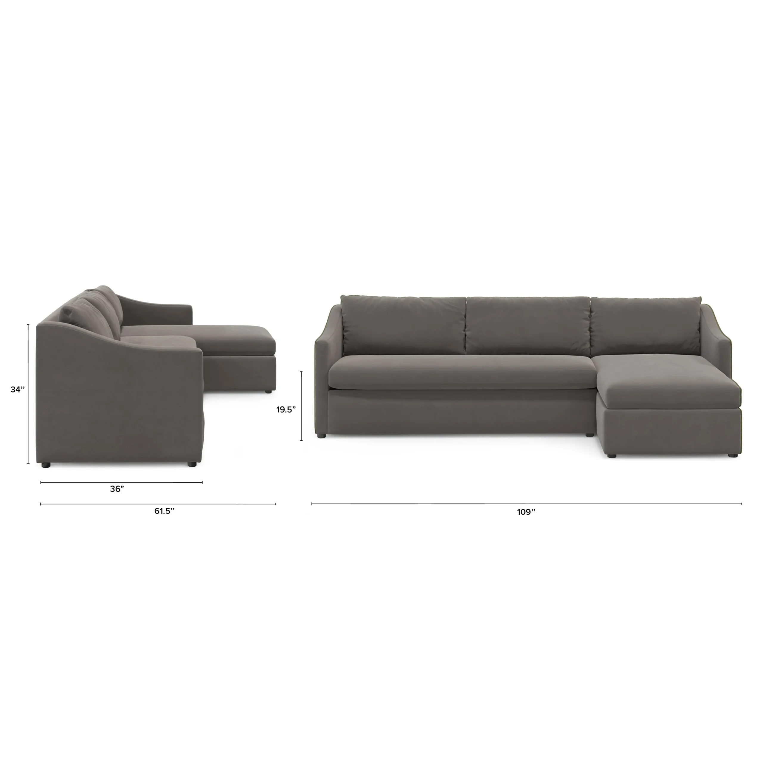 Landry 109_ Velvet Right Storage Sleeper Sectional - Hale Warm Gray - Image 2