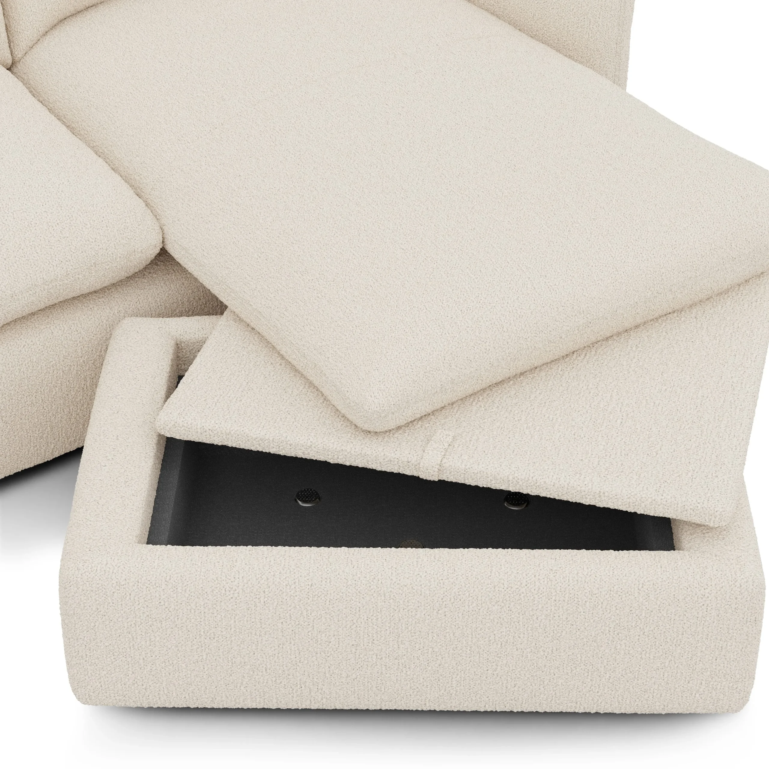 Leigh 86_ Reversible Storage Sleeper Sectional - Ivory Wool Bouclé - Image 4