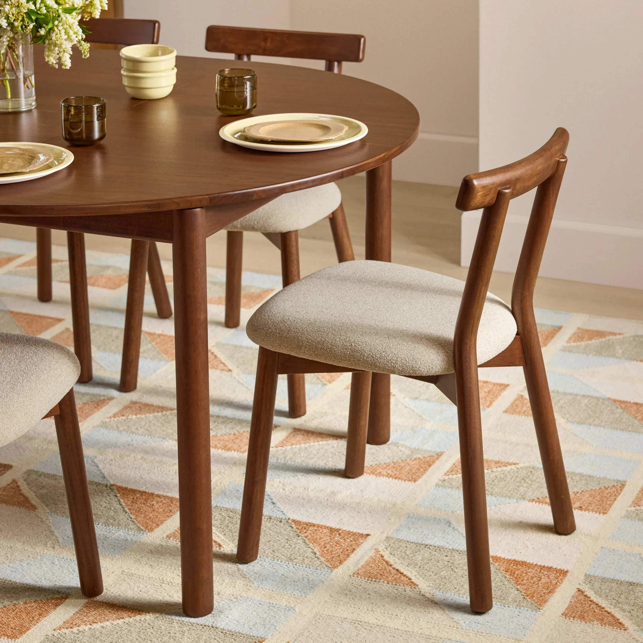 Ulka Dining Chair - Walnut and Ratine Buff - Image 4
