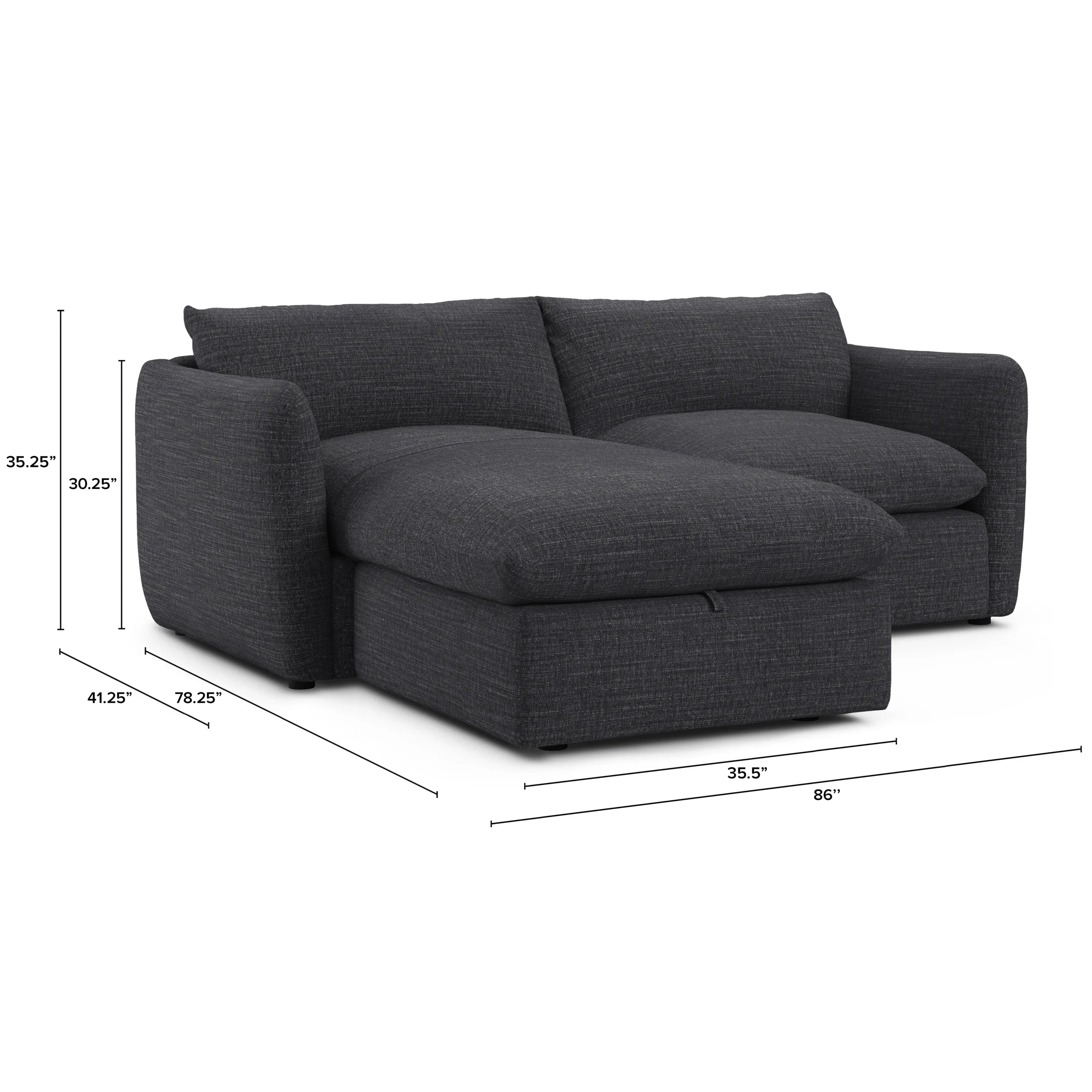 Leigh 86_ Reversible Storage Sleeper Sectional- Napa Charcoal - Image 4