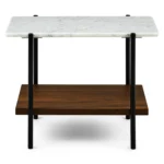 Agotu Marble Side Table - Walnut