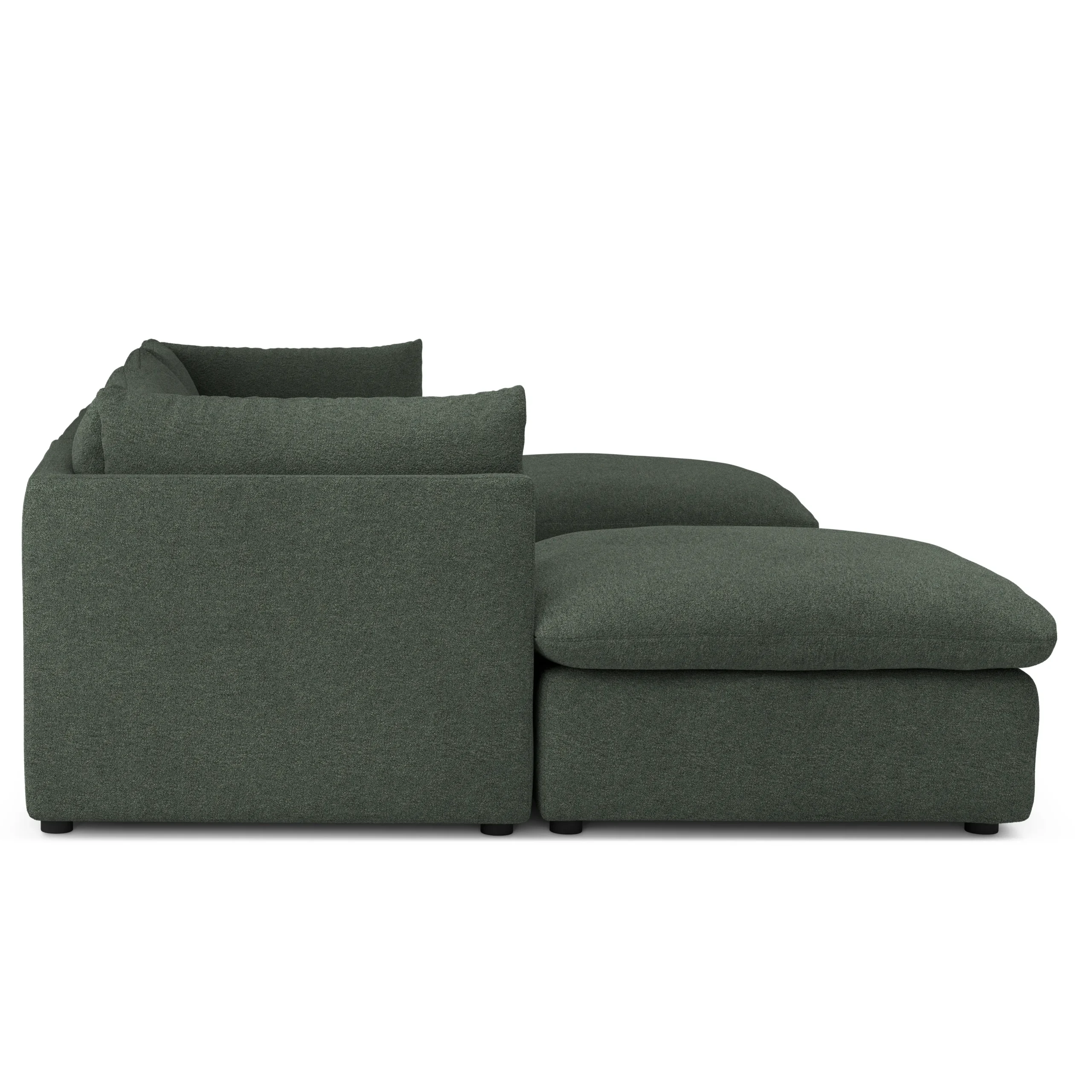 Leigh 121.5_ Modular 3-Seater U-Shaped Sectional - Green Wool Bouclé - Image 4