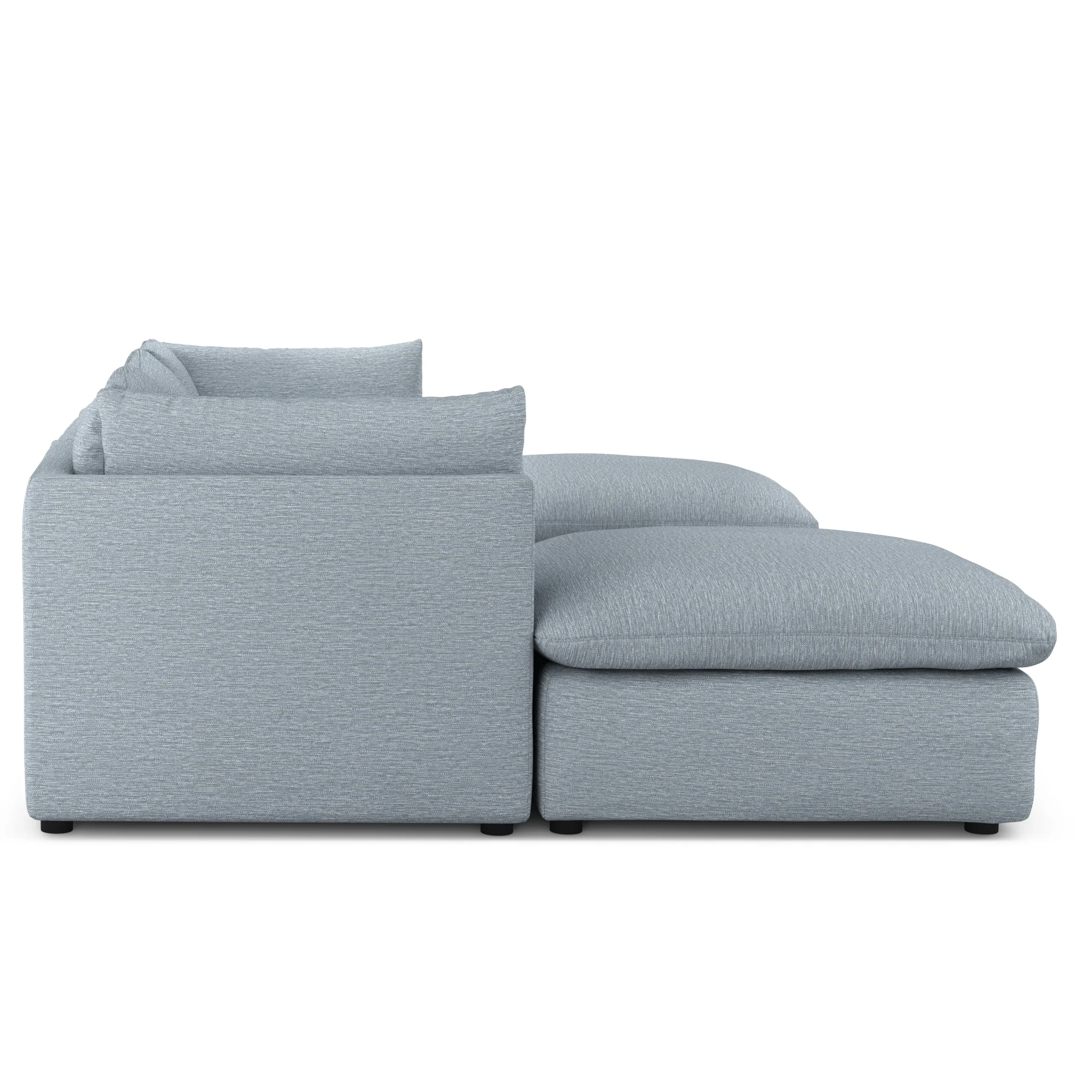 Leigh 121.5_ Modular 3-Seater U-Shaped Sectional - Silver Light Blue - Image 4