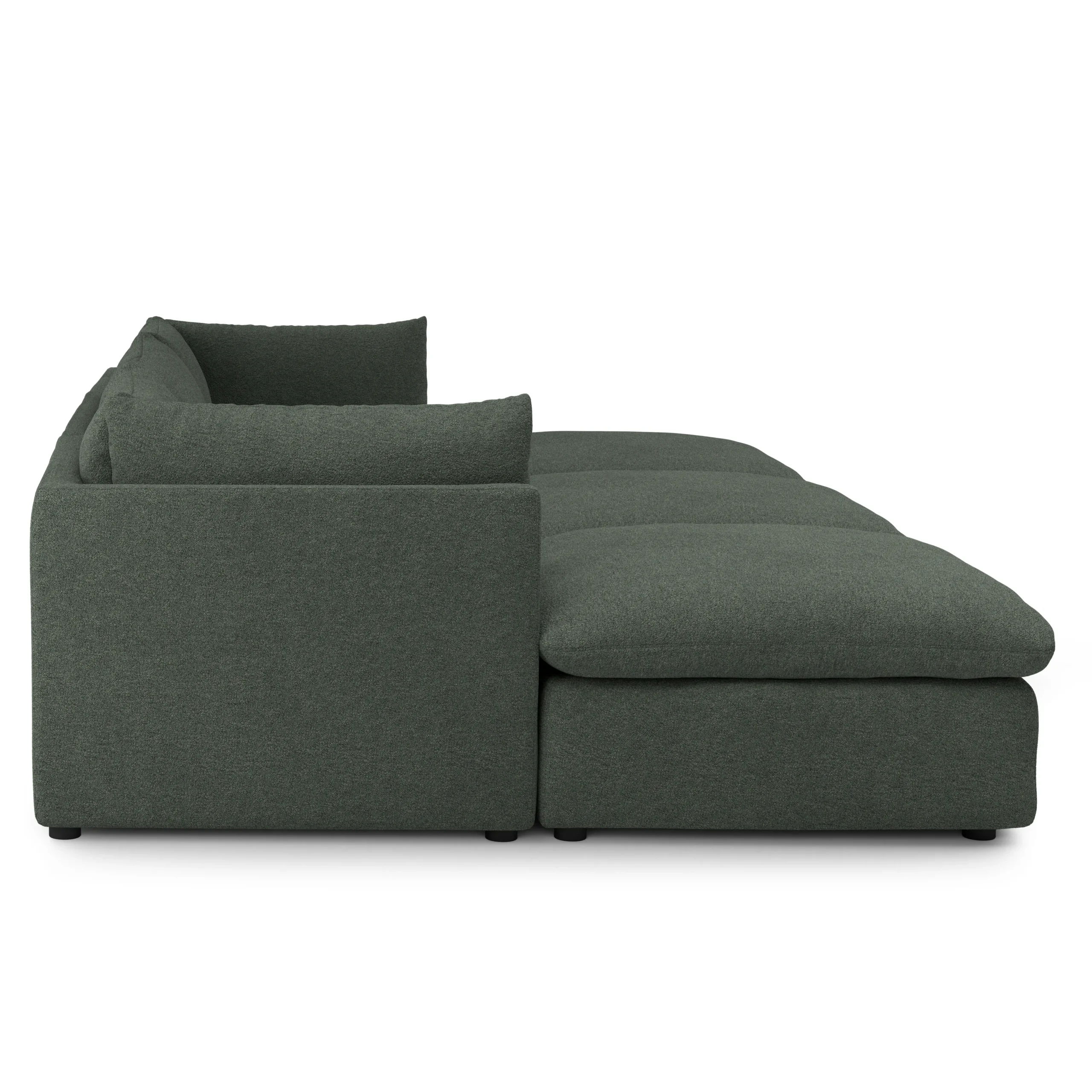 Leigh 121.5_ Modular Open Pit Sectional - Green Wool Bouclé - Image 4