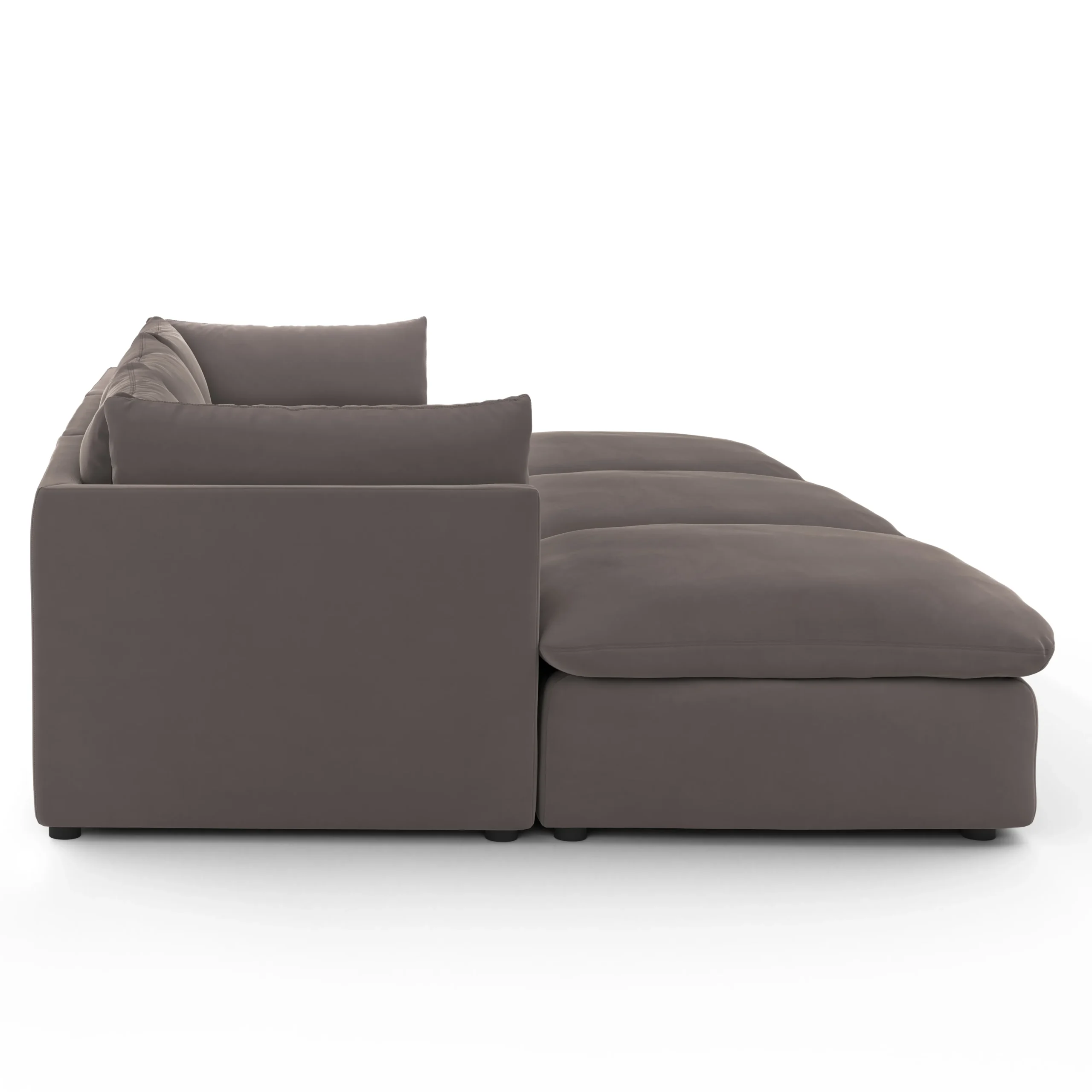 Leigh 121.5_ Velvet Modular Open Pit Sectional - Hale Warm Gray - Image 4