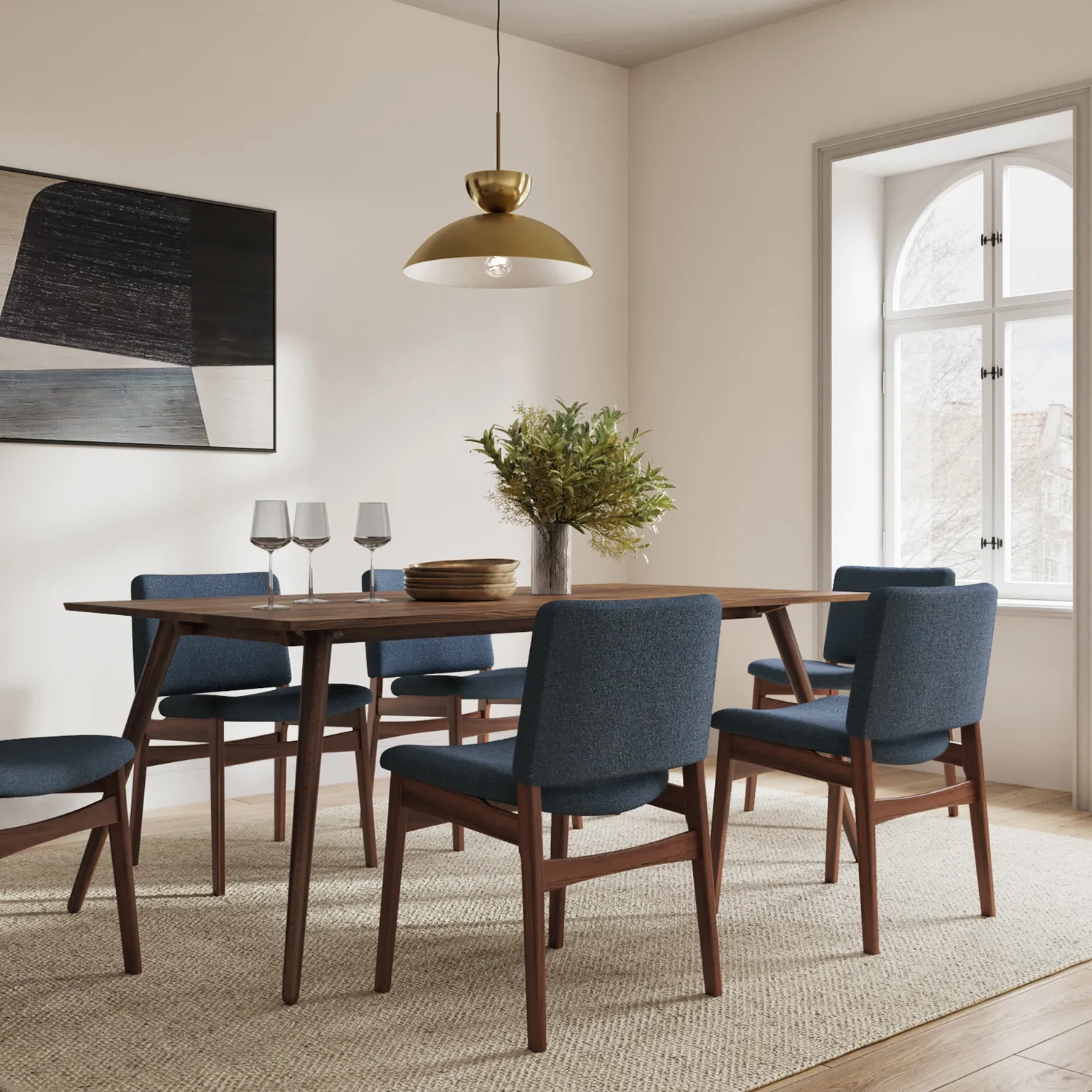 Nosh Dining Chair - Walnut and Denim Blue - Image 4