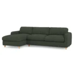 Vati 114_ Left Storage Sleeper Sectional - Natural Oak and Green Wool Bouclé