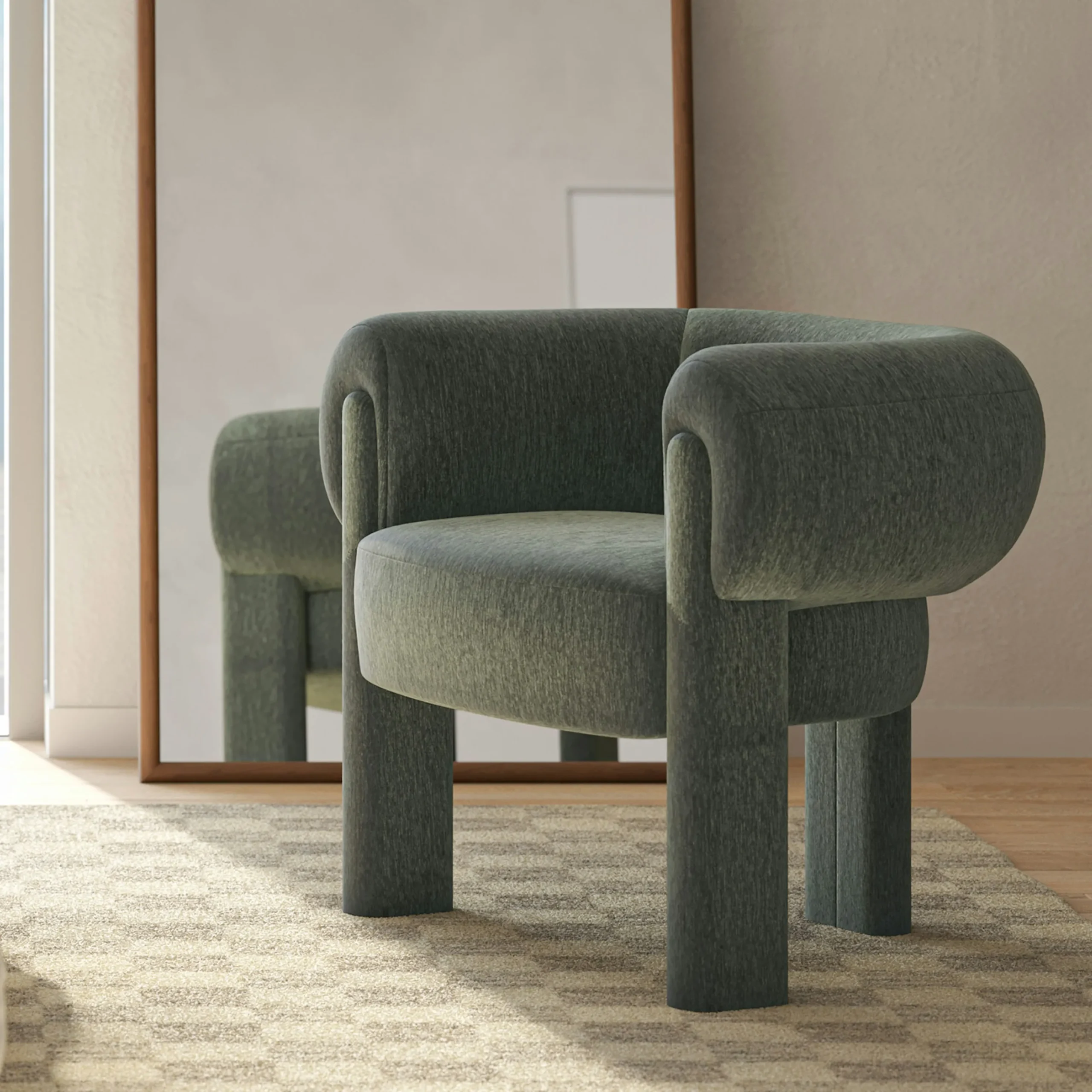 Everse 33.5_ Velvet Lounge Chair - Melange Green - Image 12