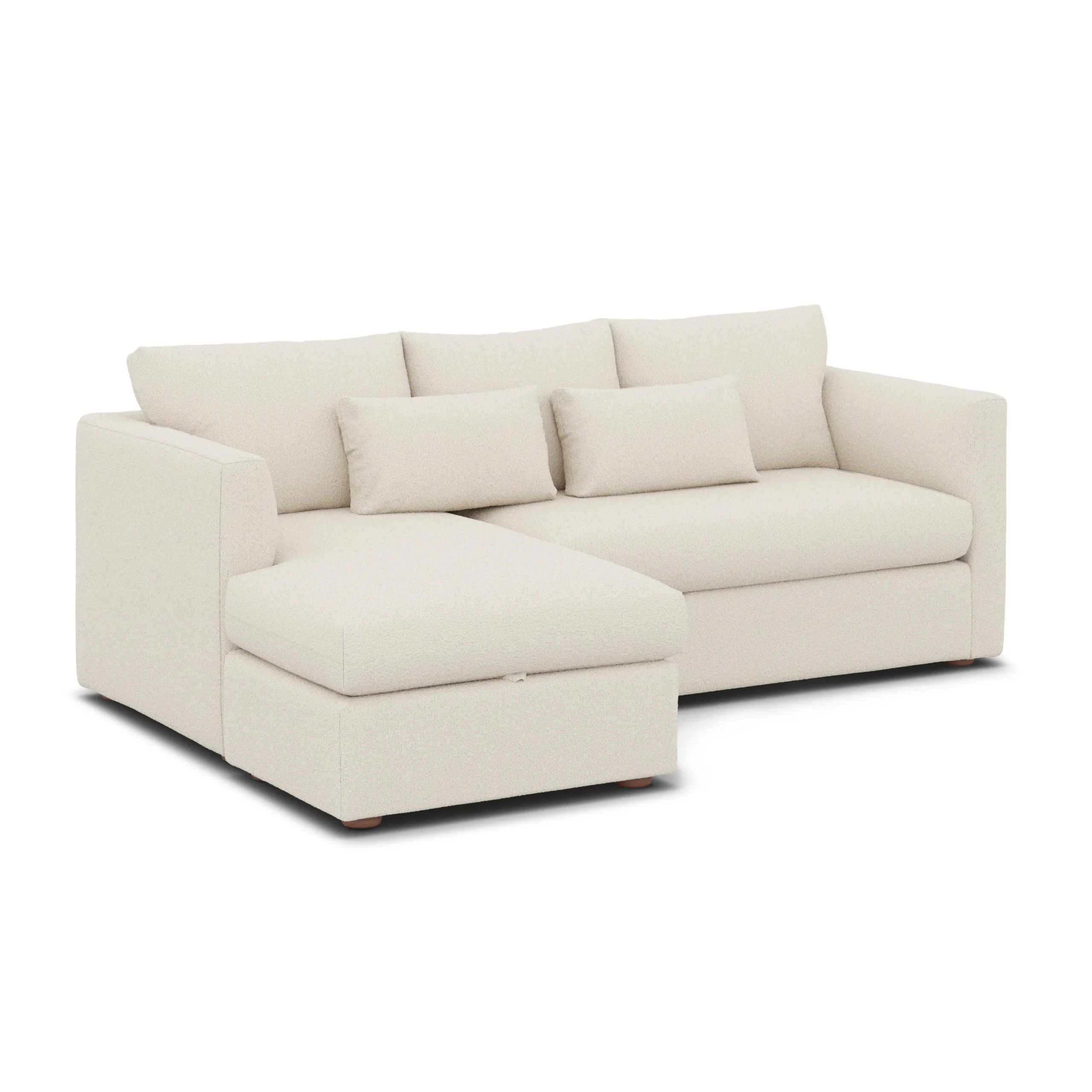 Marina 90_ Reversible Storage Sleeper Sectional - Ivory Wool Bouclé - Image 4