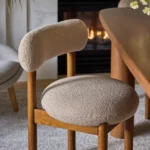 Munk Dining Chair - Smoked Oak and Sandstone Wool Bouclé
