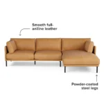 Olsen 110_ Leather Right Sectional - Charme Tan