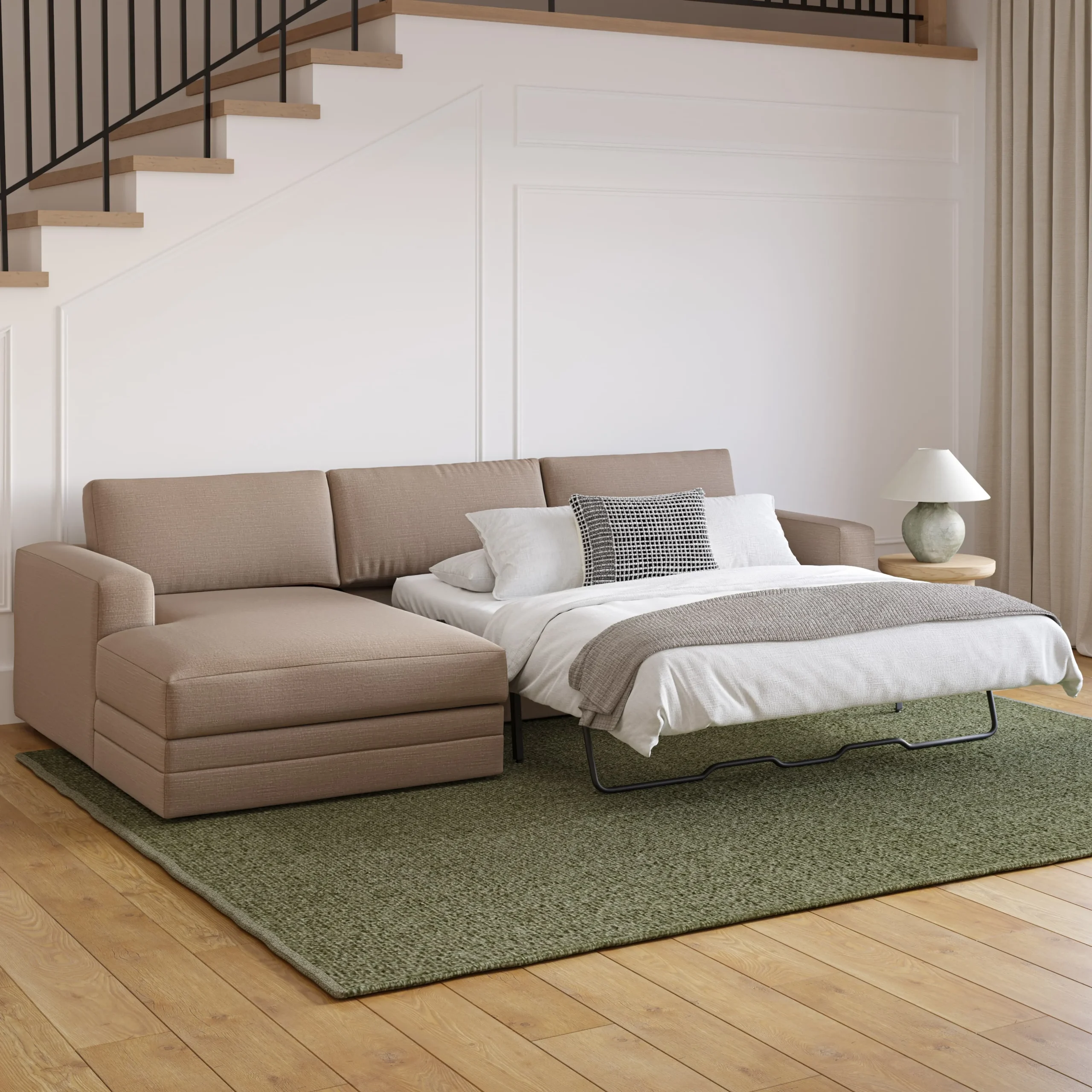 Riley 118_ Left Storage Sleeper Sectional - Napa Quartz - Image 4