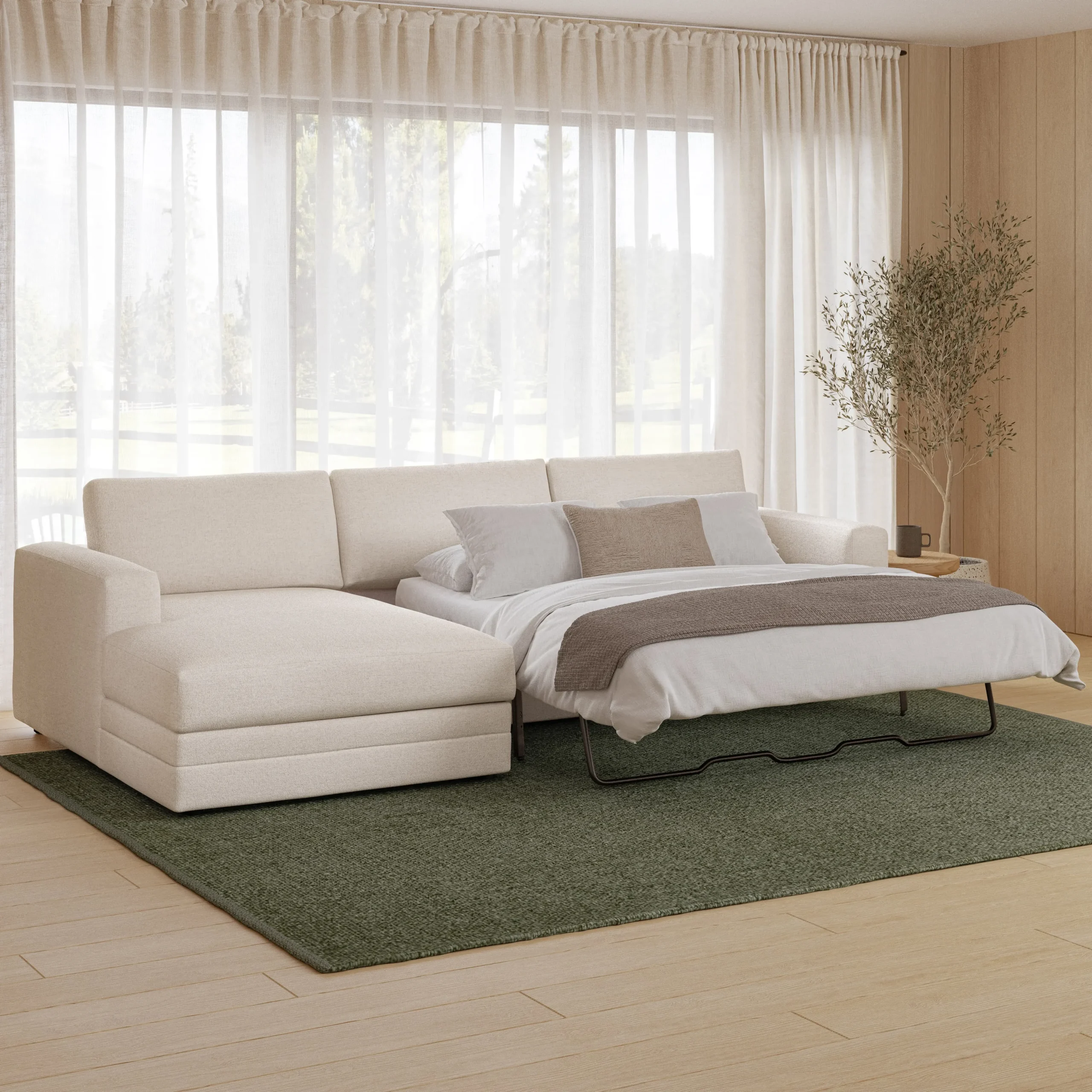 Riley 118_ Left Storage Sleeper Sectional - Napa White - Image 4