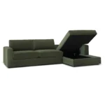 Riley 118_ Velvet Right Storage Sleeper Sectional - Hale Fir Green
