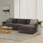 Riley 118_ Velvet Right Storage Sleeper Sectional - Hale Warm Gray
