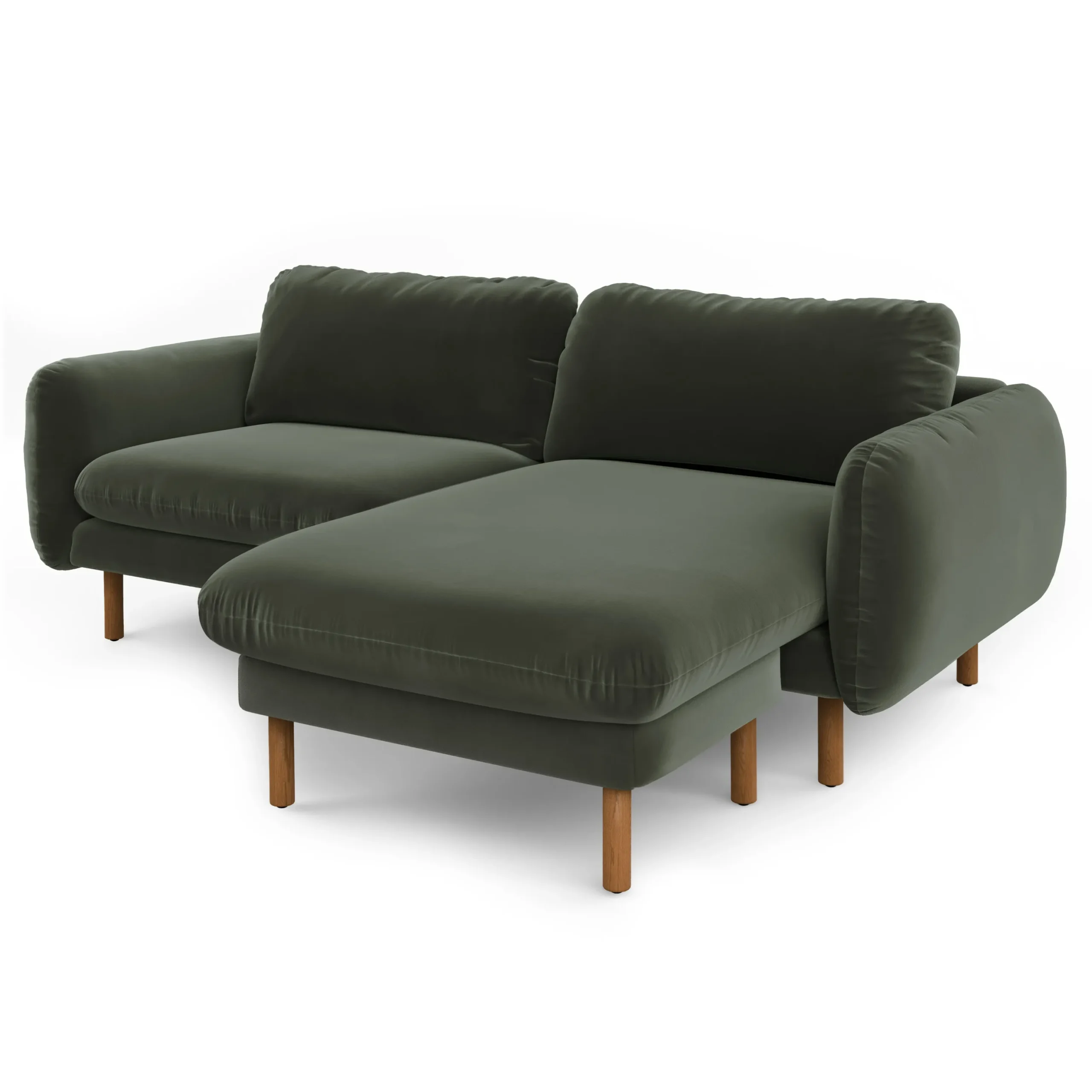 Sanders 85.5_ Velvet Reversible Sectional - Plush Pacific Green - Image 4
