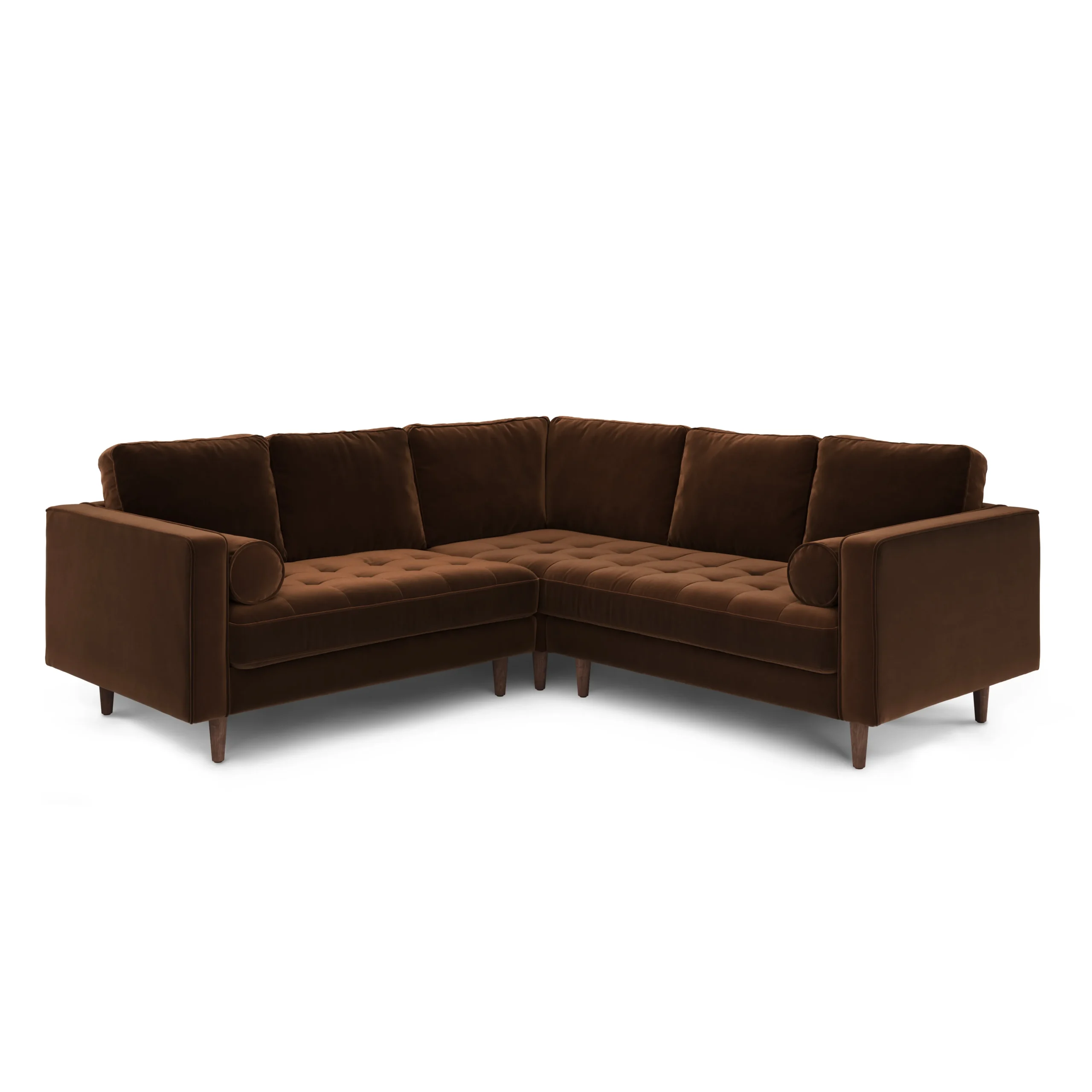 Sven 91_ Tufted Velvet Corner Sectional - Plush Pacific Brown - Image 4