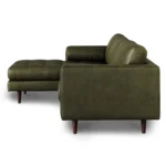 Sven 100_ Tufted Leather Left Sectional - Charme Green
