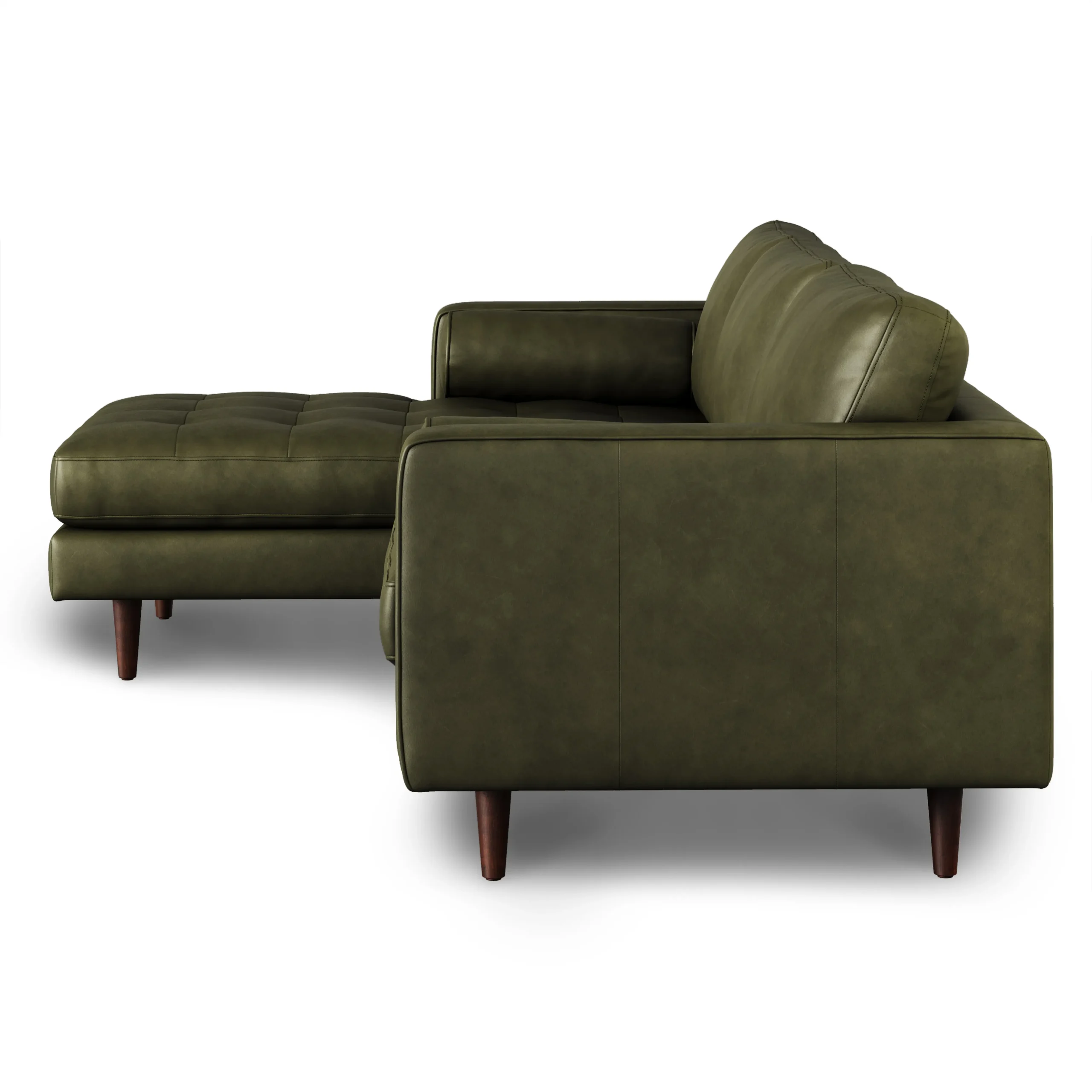 Sven 100_ Tufted Leather Left Sectional - Charme Green - Image 4