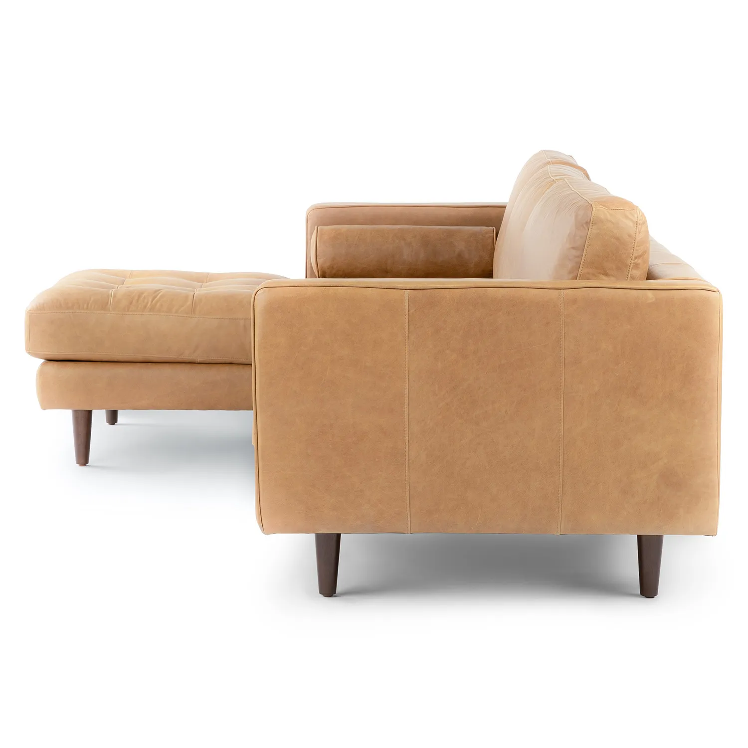 Sven 100_ Tufted Leather Left Sectional - Charme Tan - Image 4