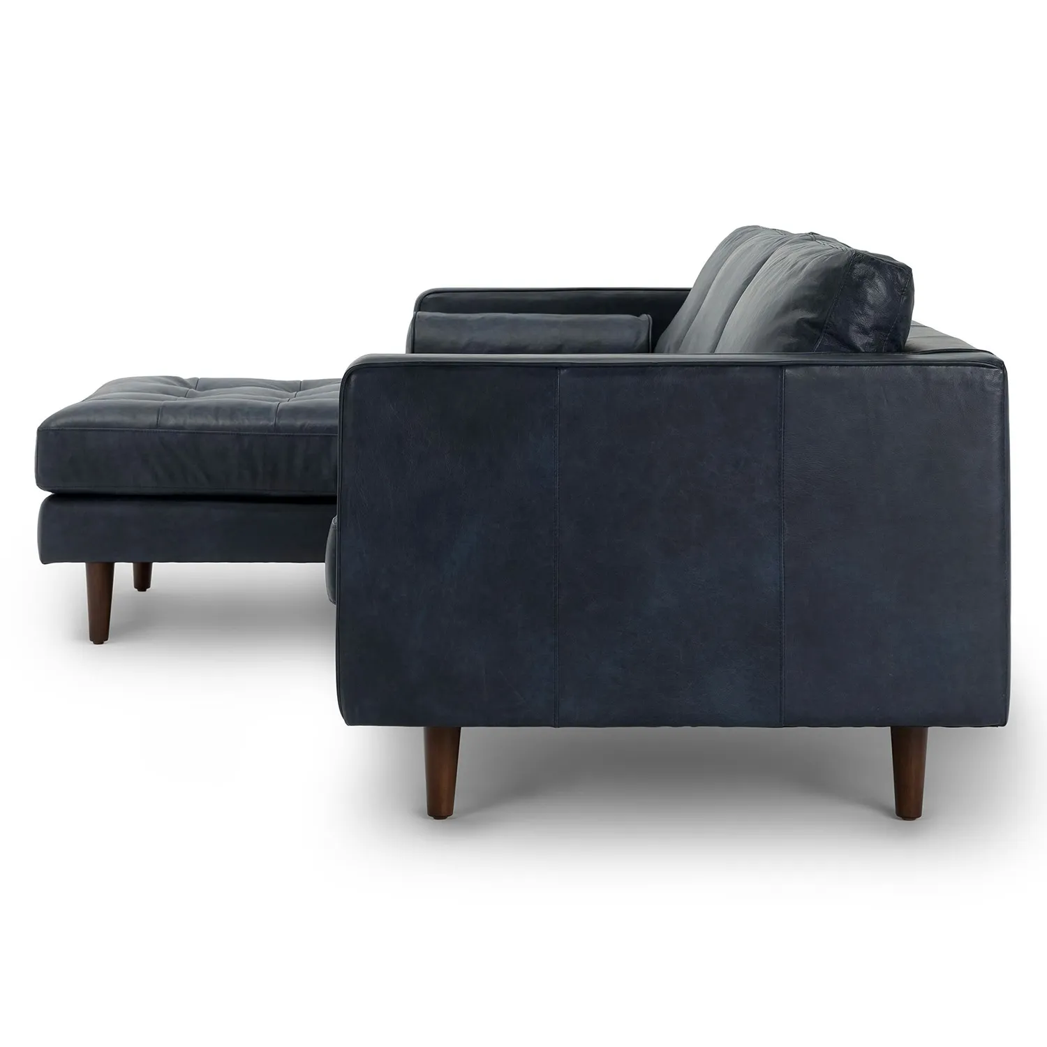 Sven 100_ Tufted Leather Left Sectional - Oxford Blue - Image 4
