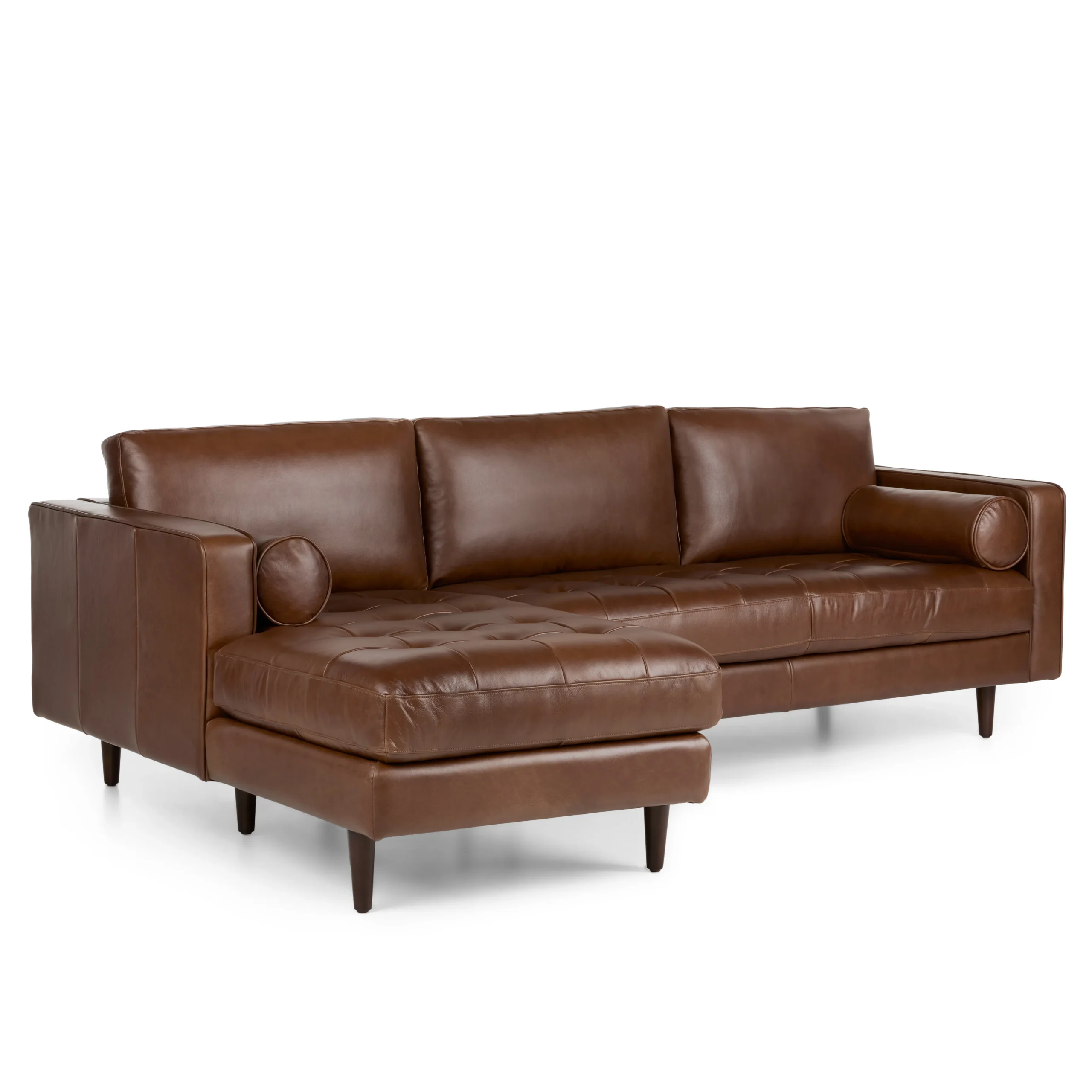 Sven 100_ Tufted Leather Left Sectional - Taos Brown - Image 4