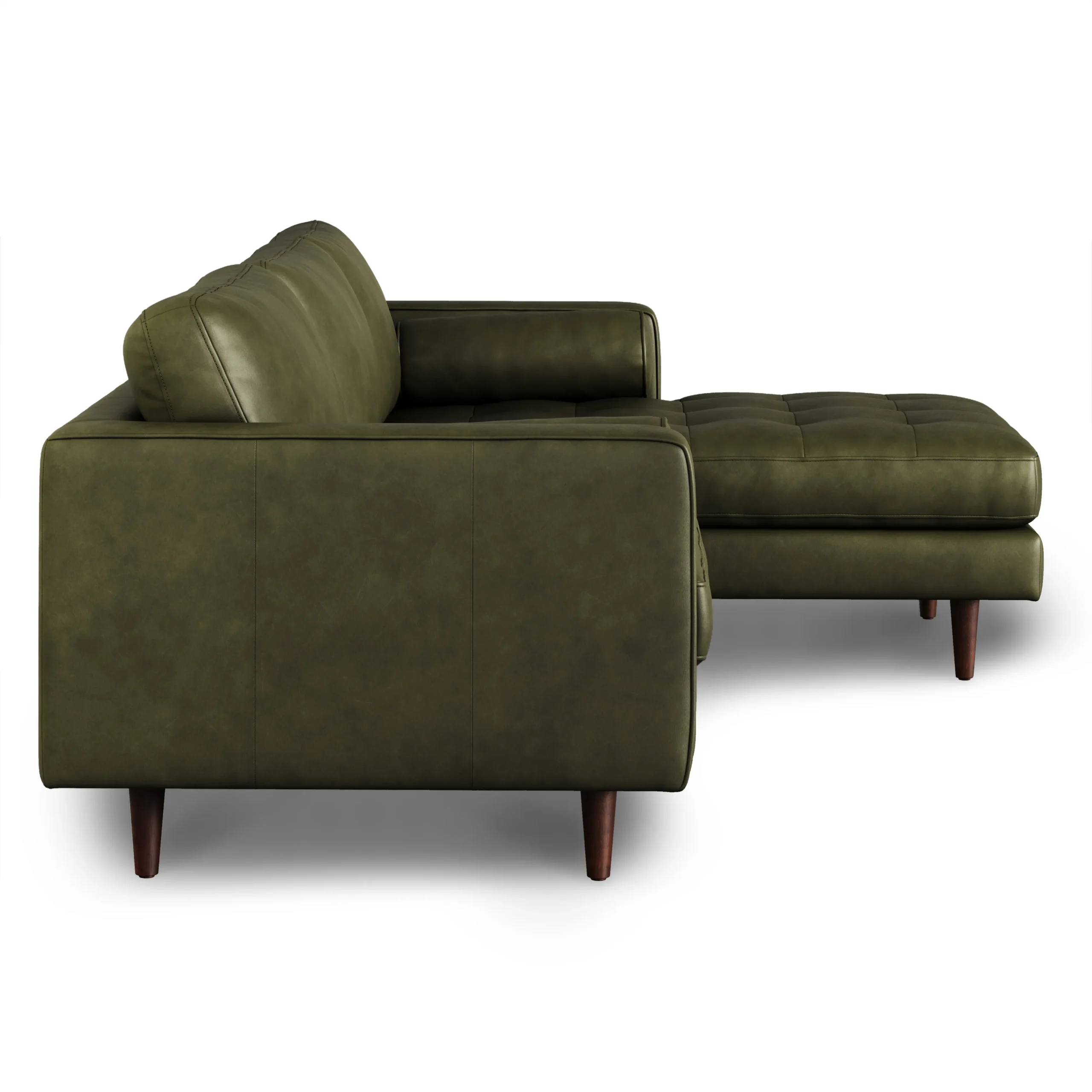 Sven 100_ Tufted Leather Right Sectional - Charme Green - Image 4