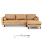 Sven 100_ Tufted Leather Right Sectional - Charme Tan