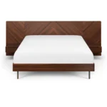 Nera Queen Low Profile Bed with Nightstands Set - Walnut