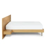 Nera Queen Low Profile Bed with Nightstands Set - Oak