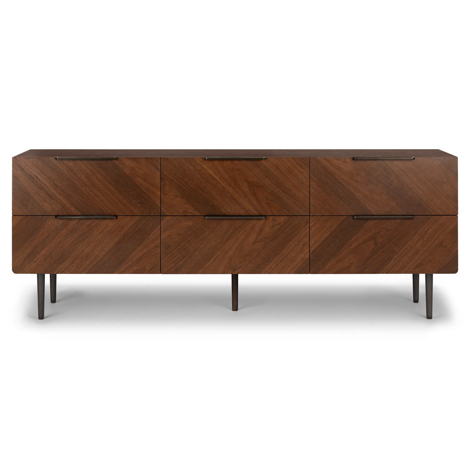 Nera 6-Drawer Low Triple Dresser - Walnut - Image 5