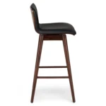 Sede Leather Swivel Bar Stool - Walnut and Black