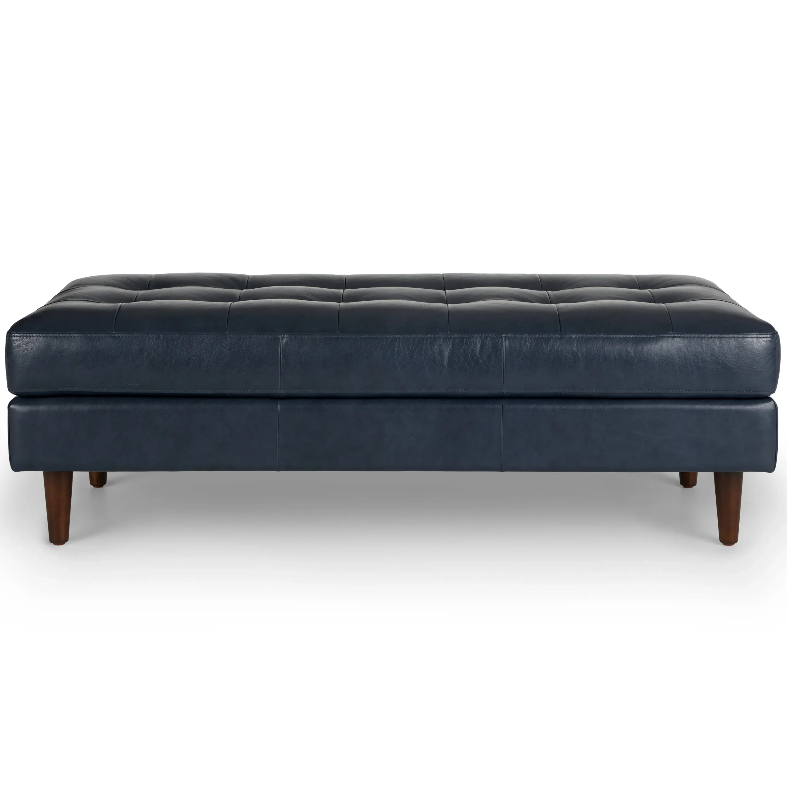 Sven 56_ Tufted Leather Bench - Oxford Blue - Image 5