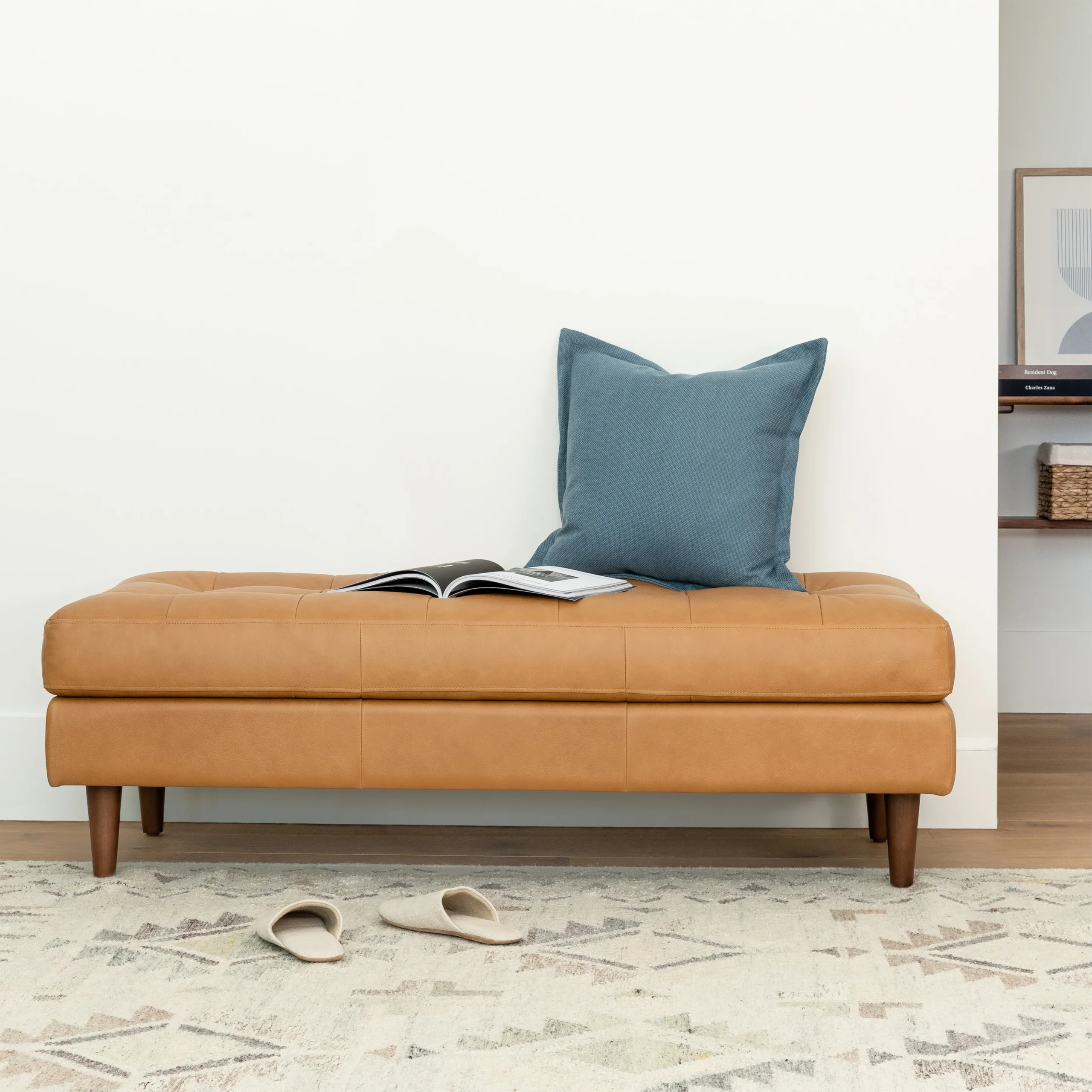 Sven 56_ Tufted Leather Bench - Charme Tan - Image 5