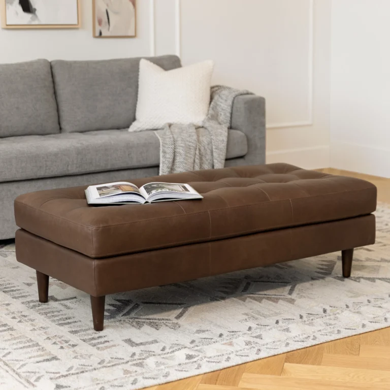 Sven 56_ Tufted Leather Bench - Charme Chocolat