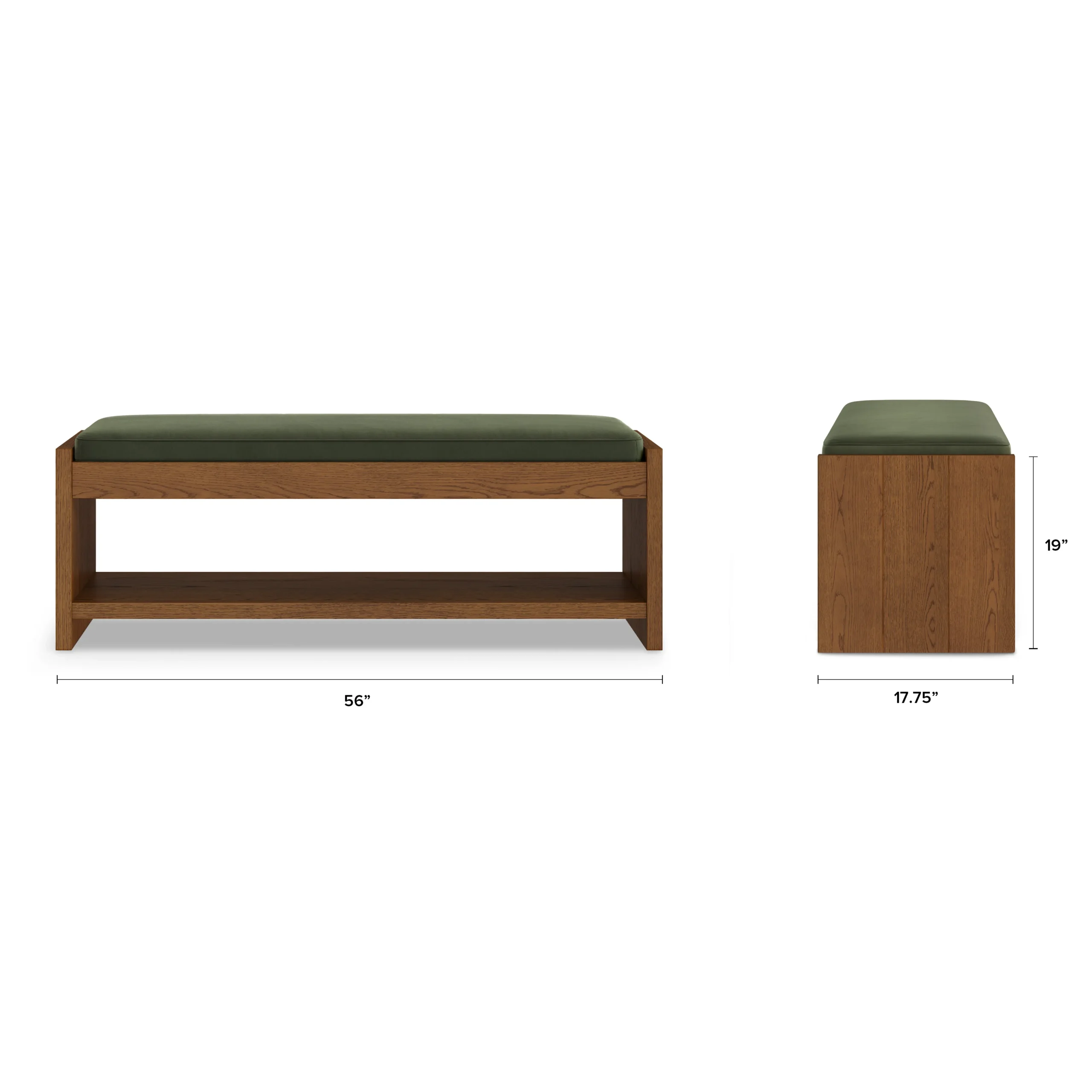 Cassie 56_ Velvet Bench - Smoked Oak and Hale Fir Green - Image 6