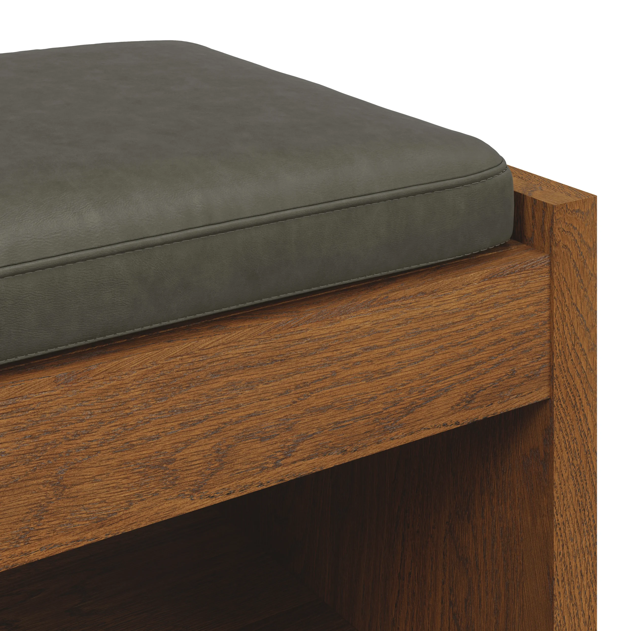 Cassie 56_ Leather Bench - Smoked Oak and Charme Green - Image 5